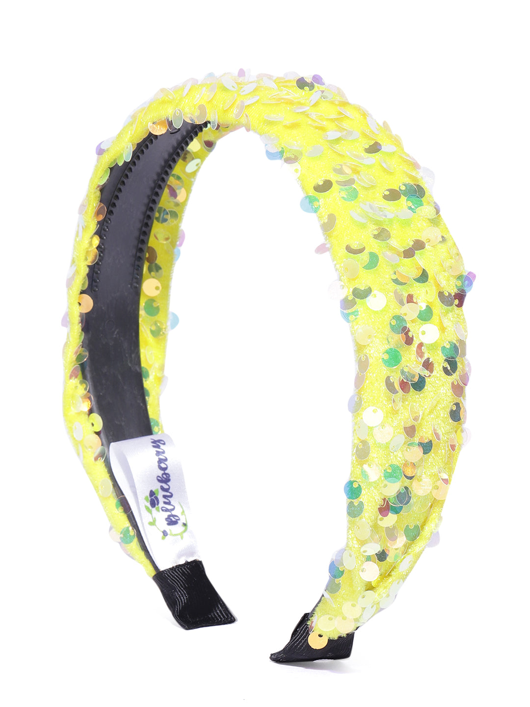 Blueberry yellow sequin embellished velvet hair band