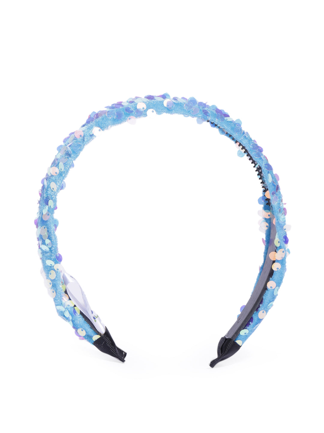 Blueberry sequins embellished blue velvet hair band