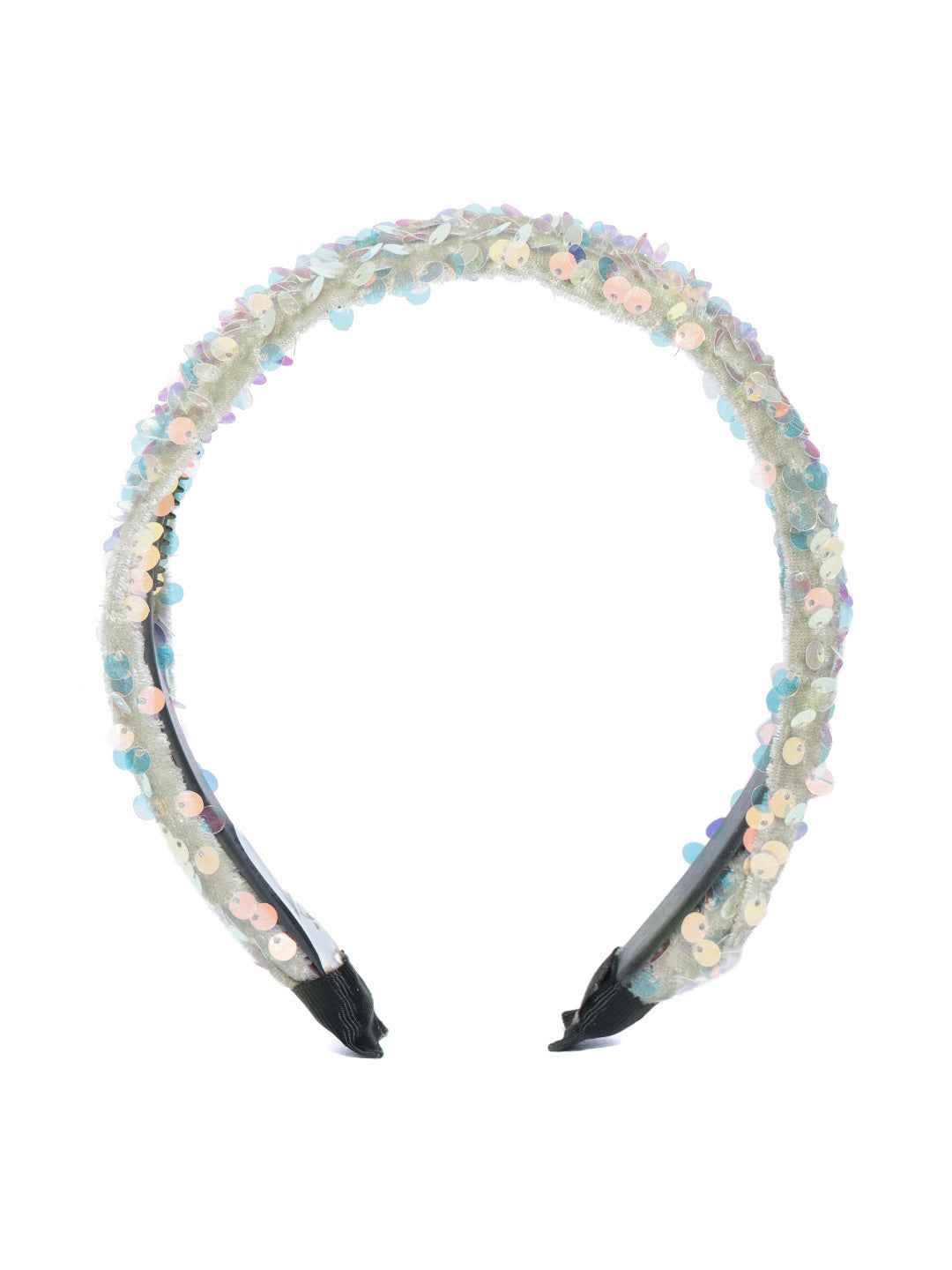 Blueberry sequins embellished green velvet hair band