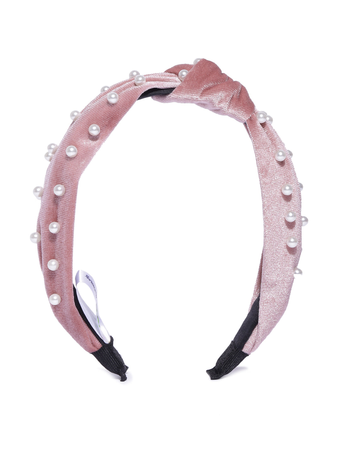 Blueberry princess pearl embellished pink velvet knot hair band