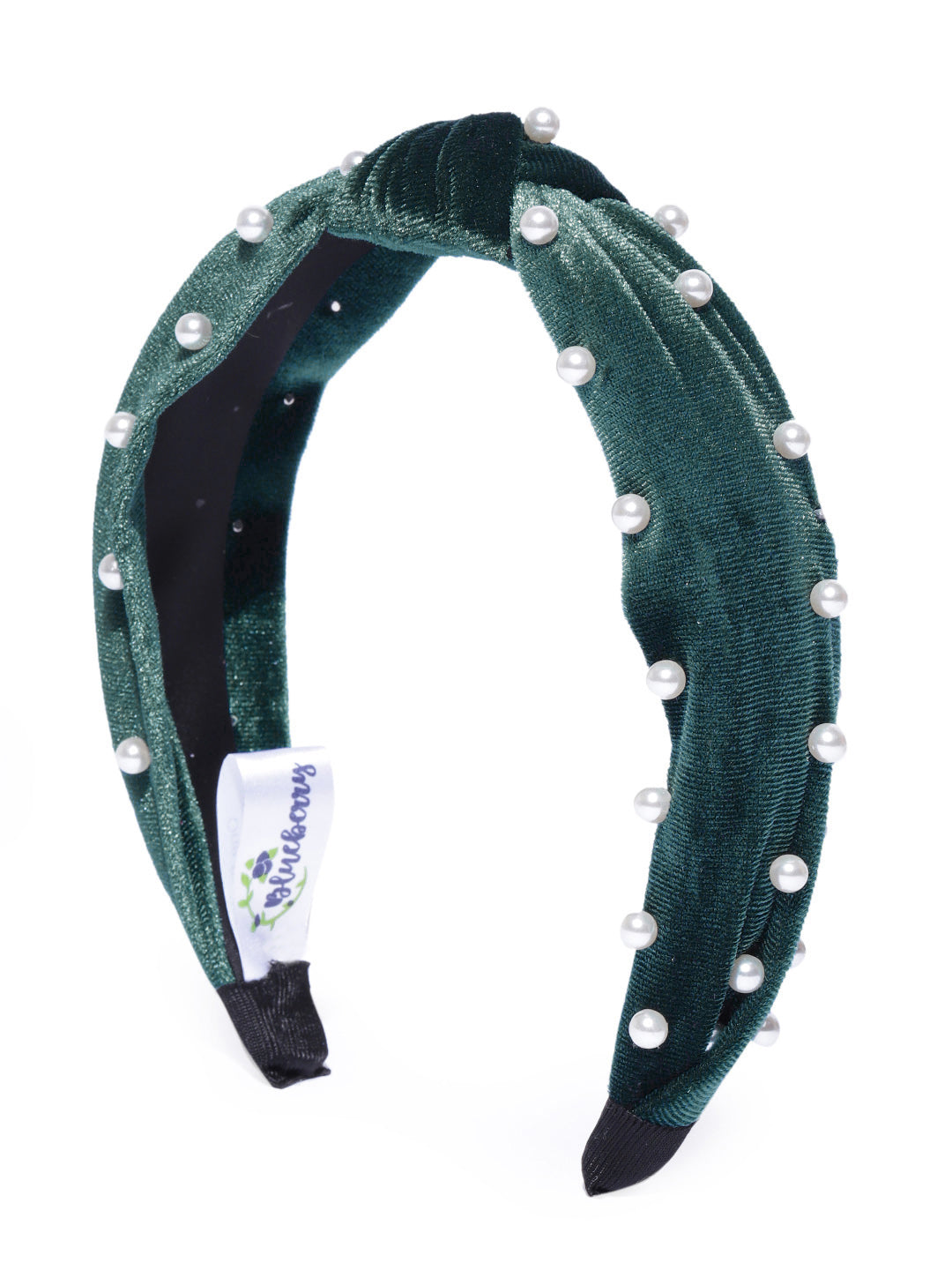 Blueberry princess pearl embellished blue velvet knot hair band