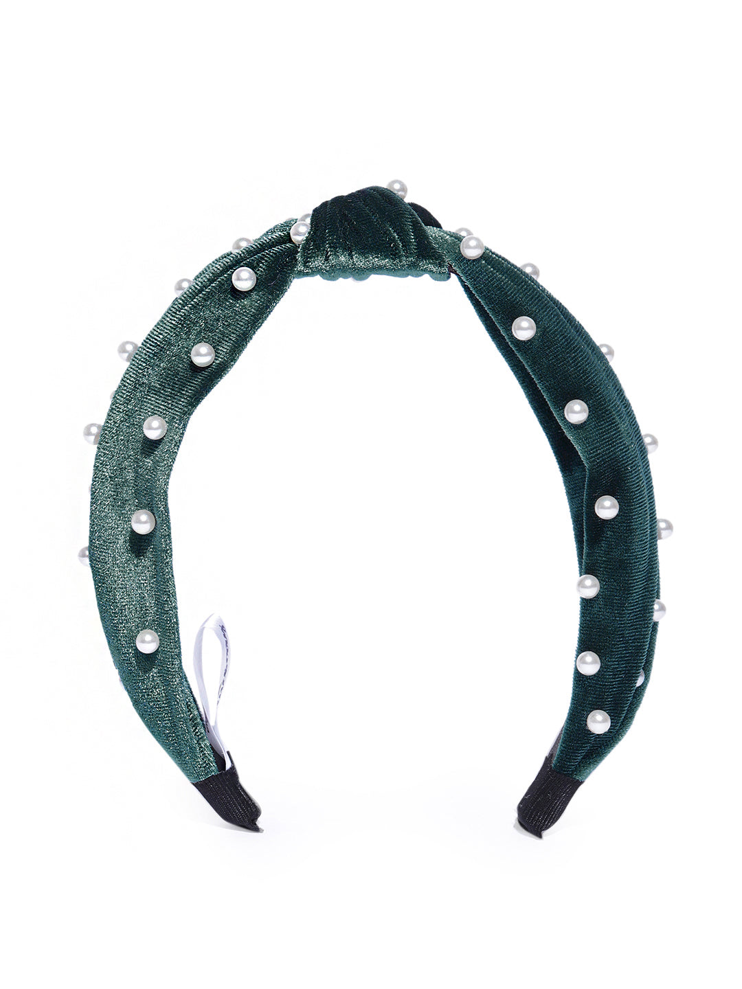 Blueberry princess pearl embellished blue velvet knot hair band