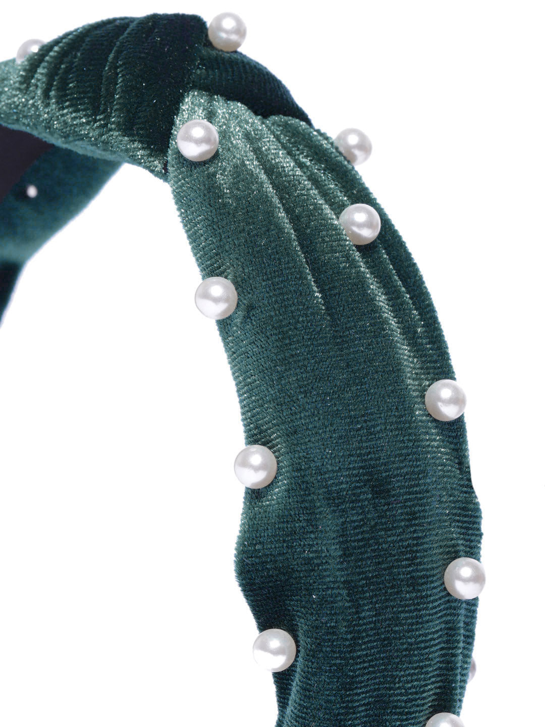 Blueberry princess pearl embellished blue velvet knot hair band