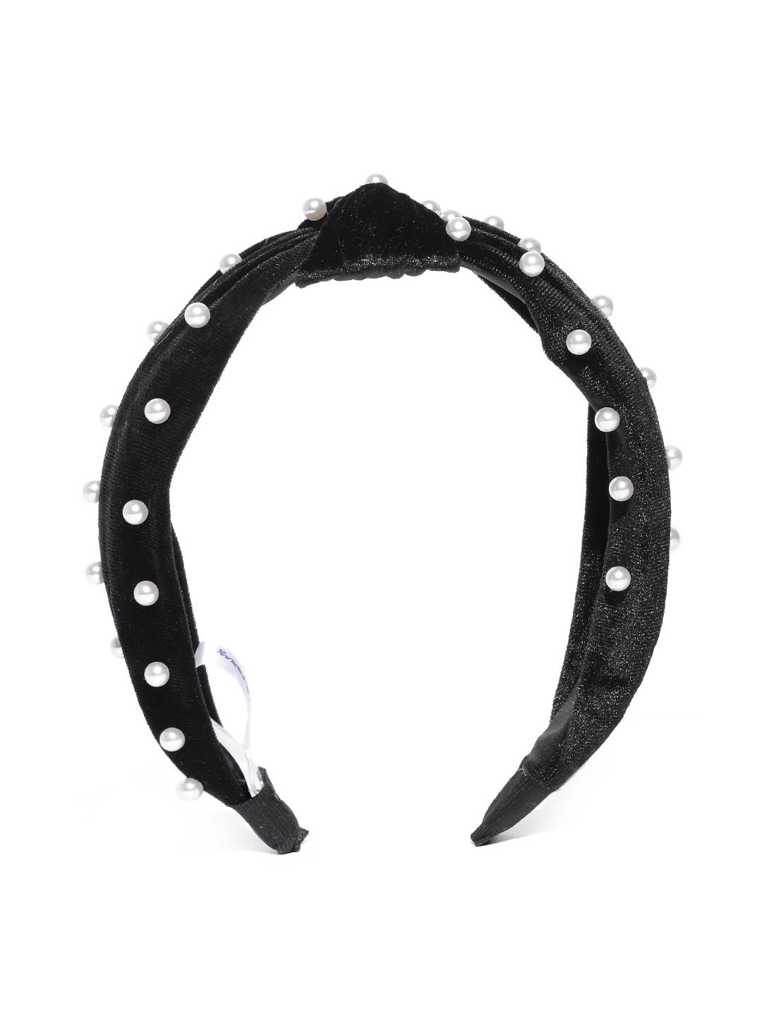 Blueberry princess pearl embellished black velvet knot hair band