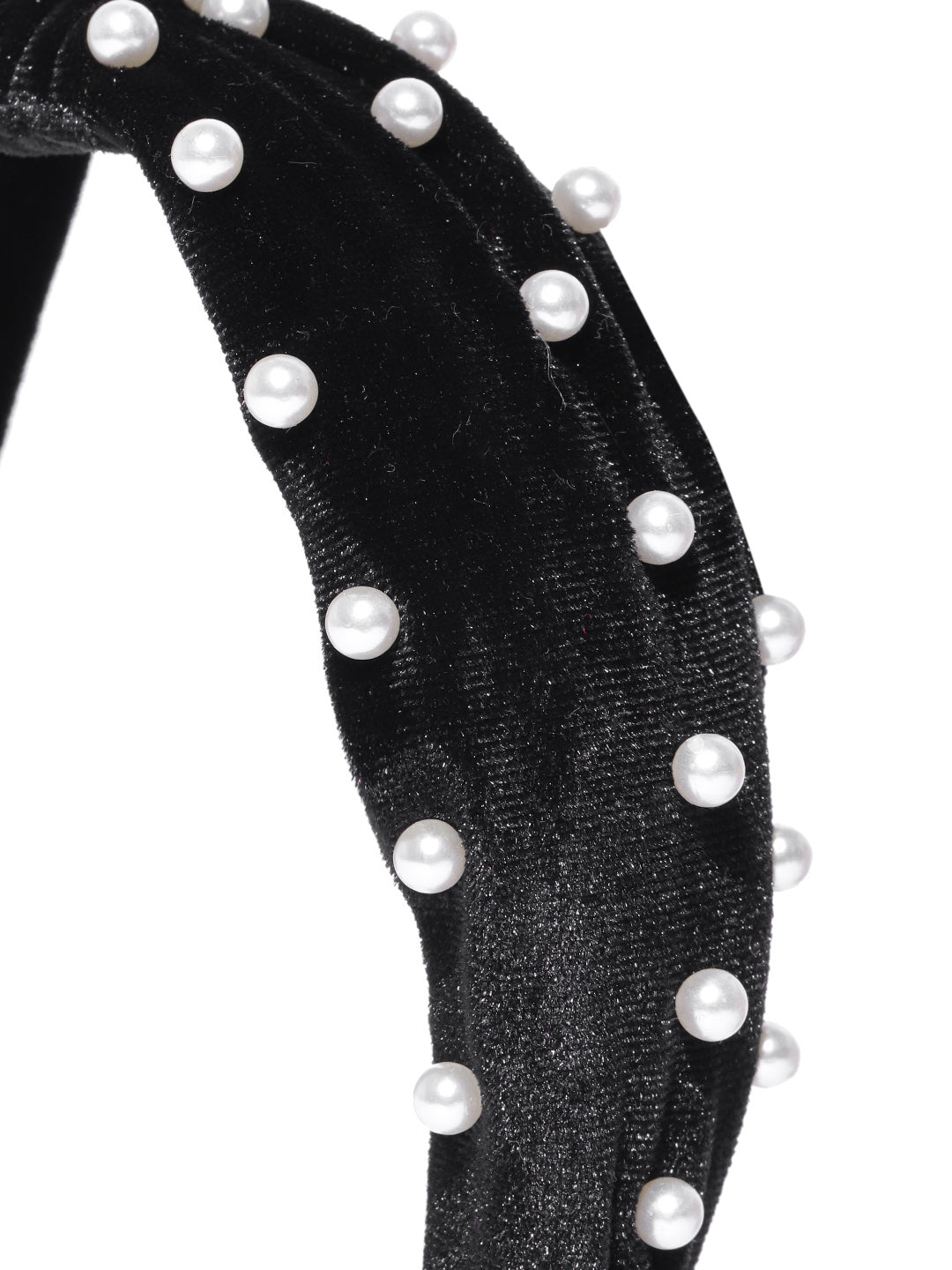 Blueberry princess pearl embellished black velvet knot hair band