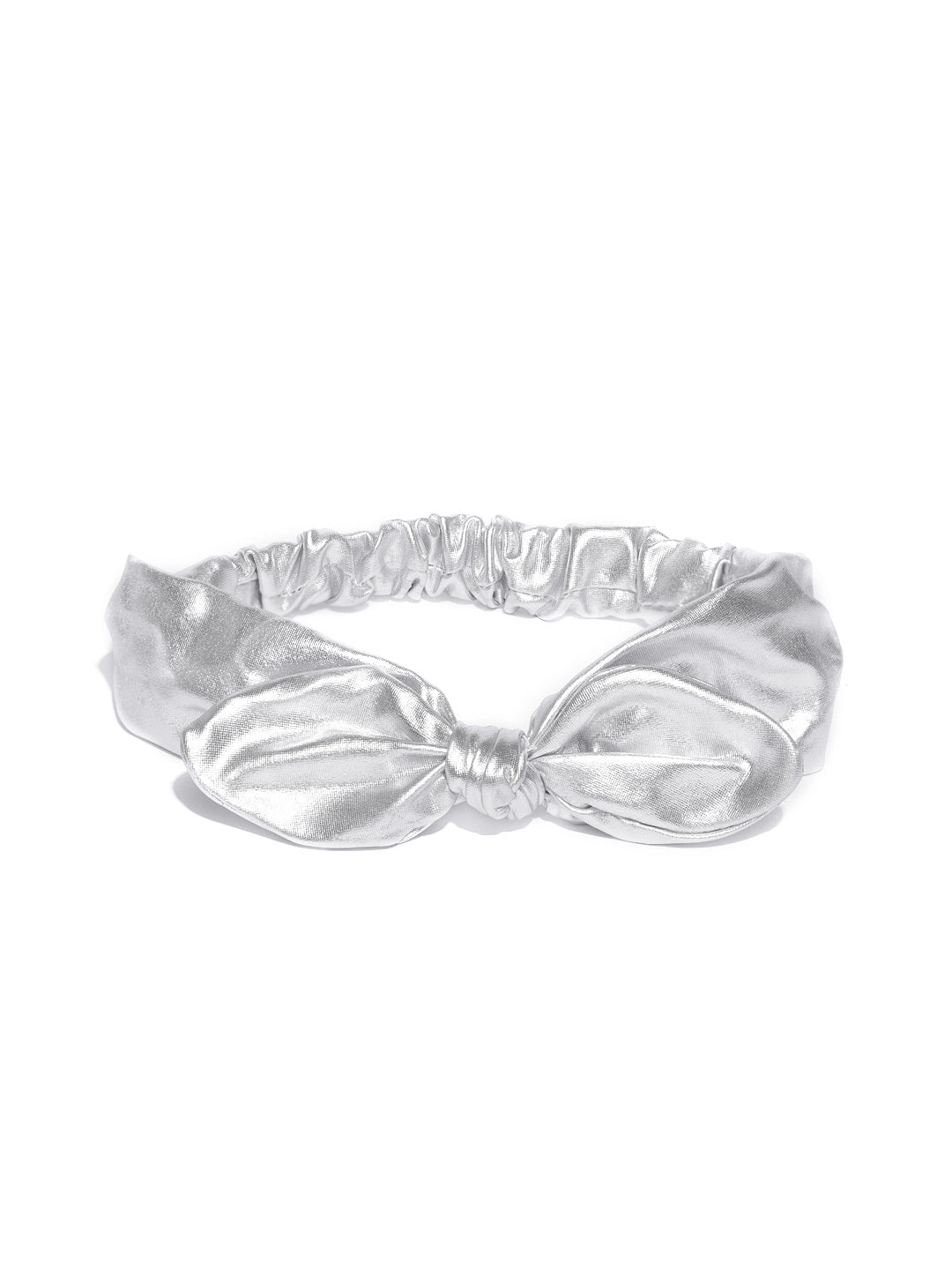 Blueberry Silver leather bunny knot hair band