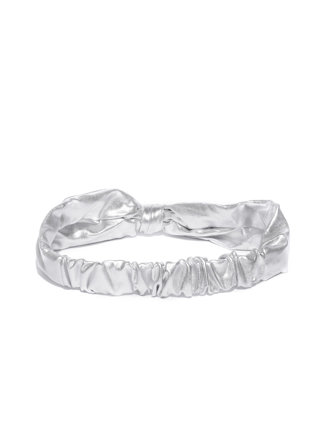 Blueberry Silver leather bunny knot hair band