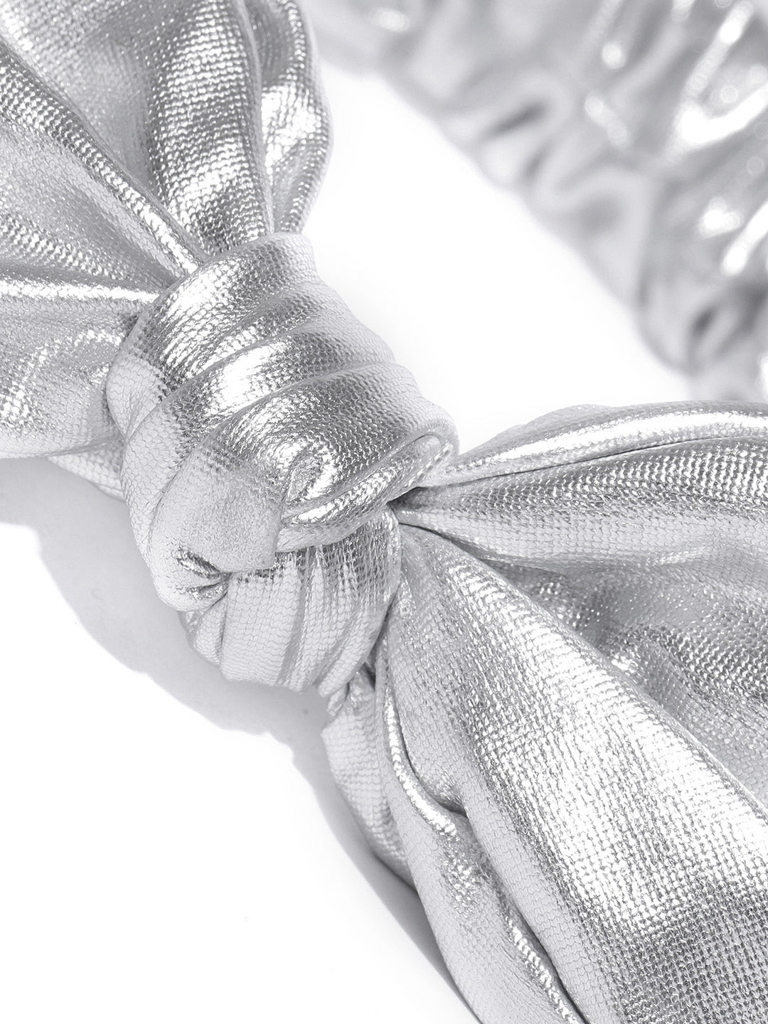 Blueberry Silver leather bunny knot hair band