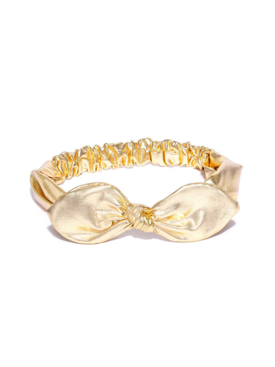 Blueberry Gold leather bunny knot hair band