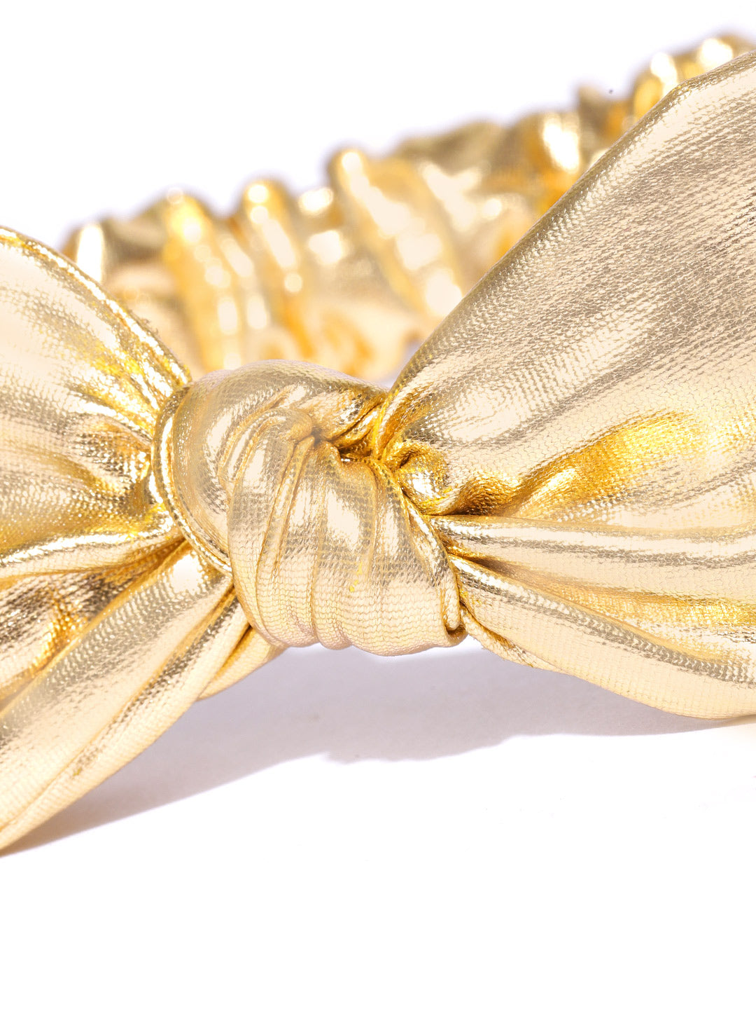 Blueberry Gold leather bunny knot hair band