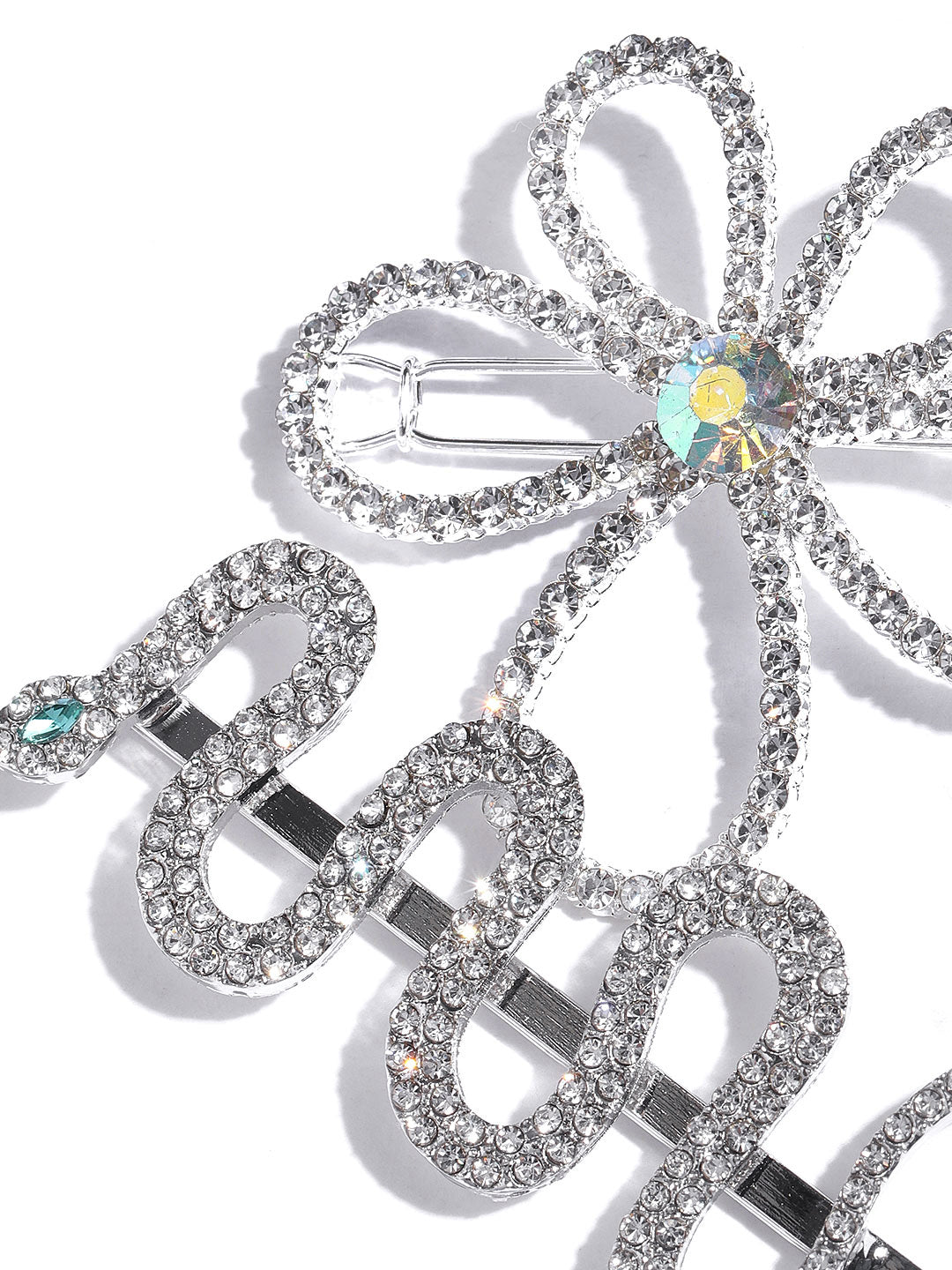 Blueberry set of 2 silver crystal diamond embellished bobby hair pins