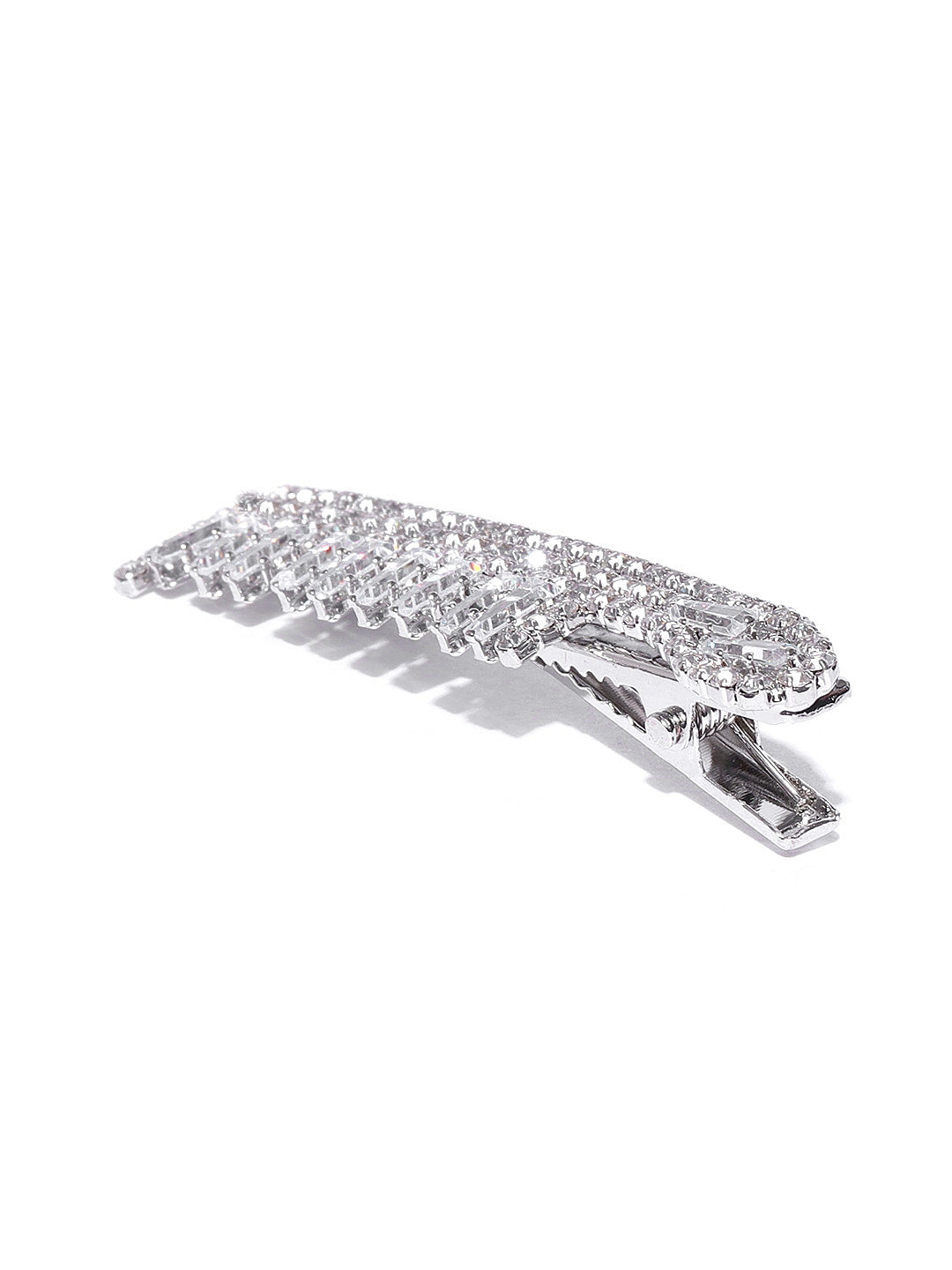 Blueberry silver crystal stone embellished comb shape alligator hair clip