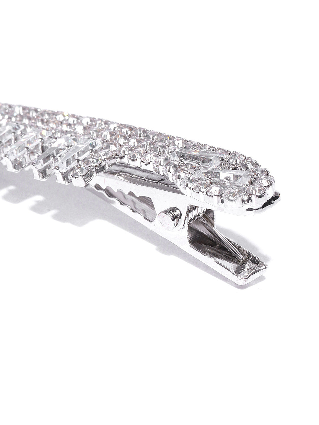 Blueberry silver crystal stone embellished comb shape alligator hair clip