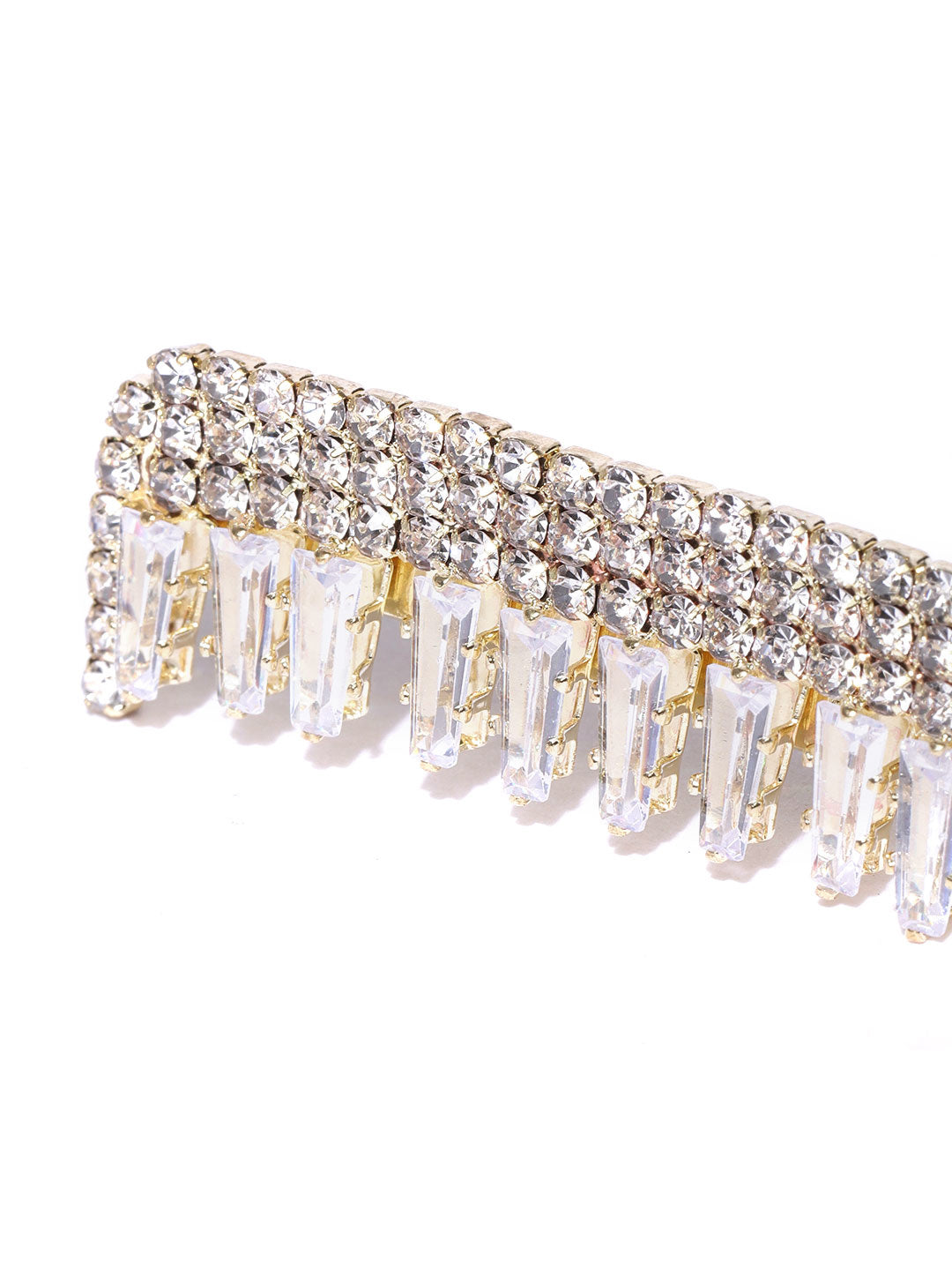 Blueberry gold crystal stone embellished comb shape alligator hair clip