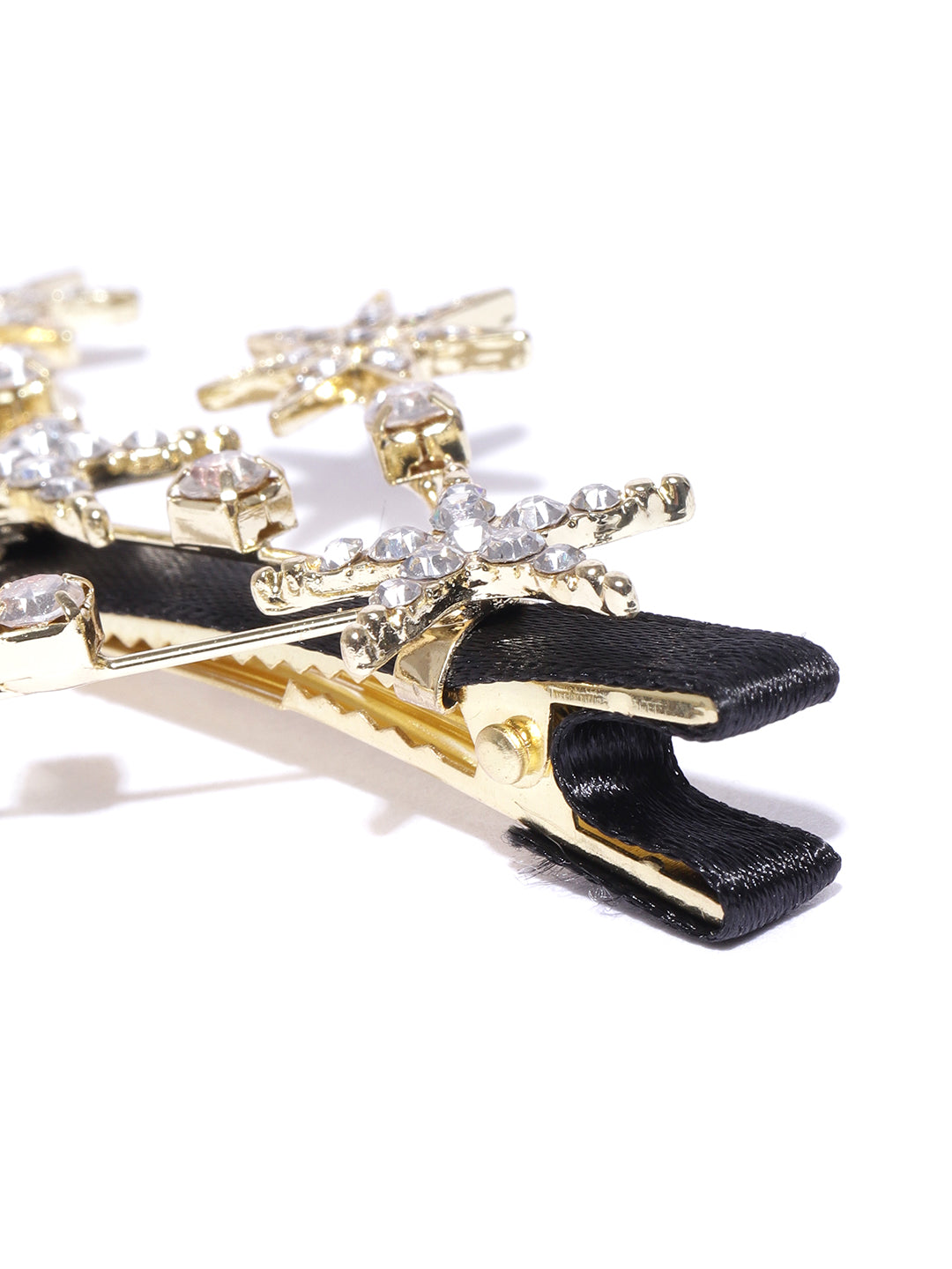 Blueberry gold plated star shape crystal embellished alligator hair clip