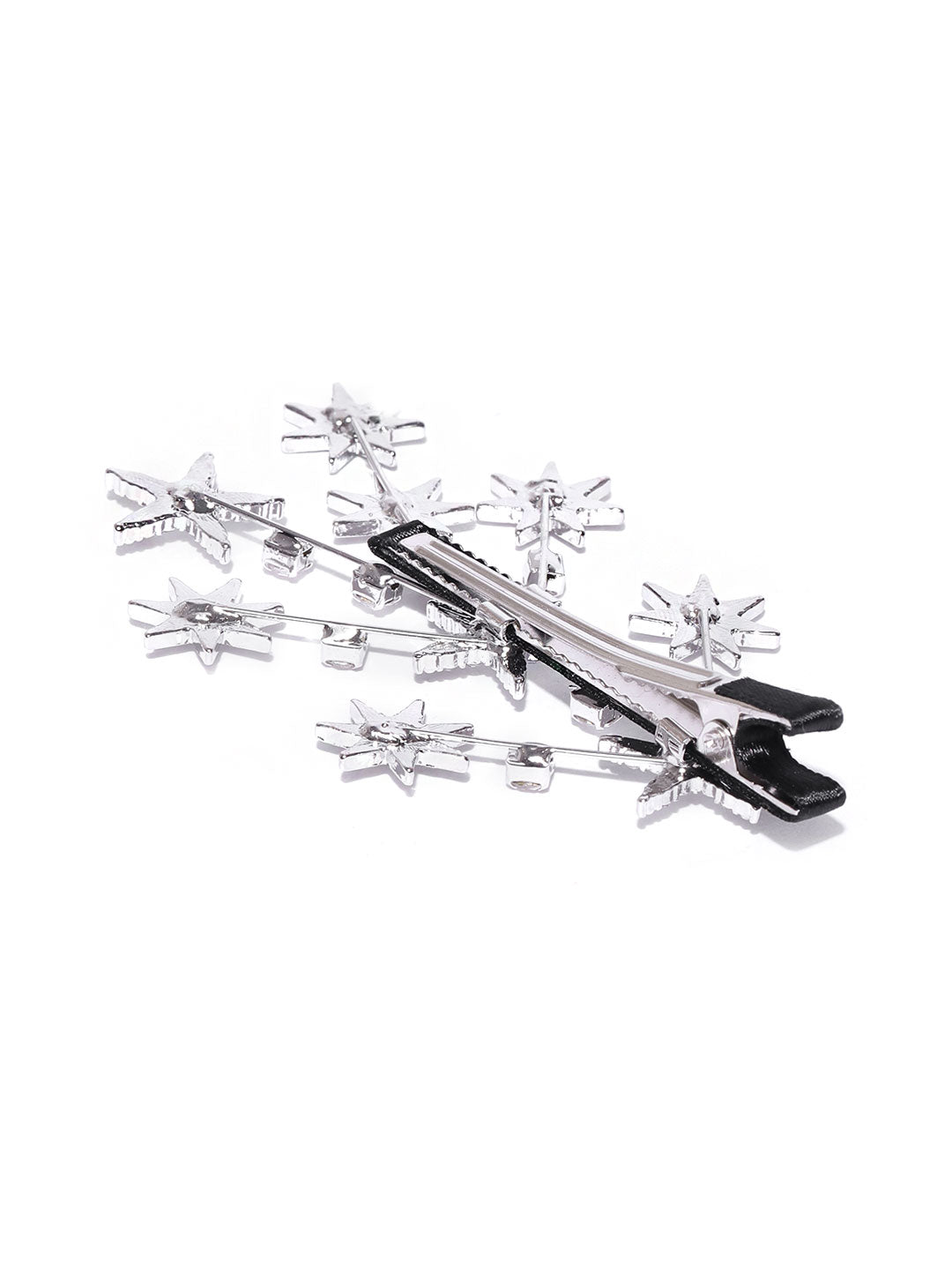 Blueberry silver plated star shape crystal embellished alligator hair clip