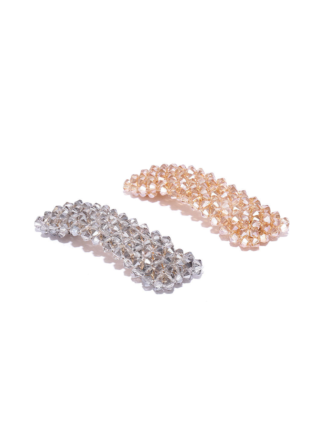 Blueberry set of 2 Gold and Metallic crystal beads detailing Tic Tac Hair Clip