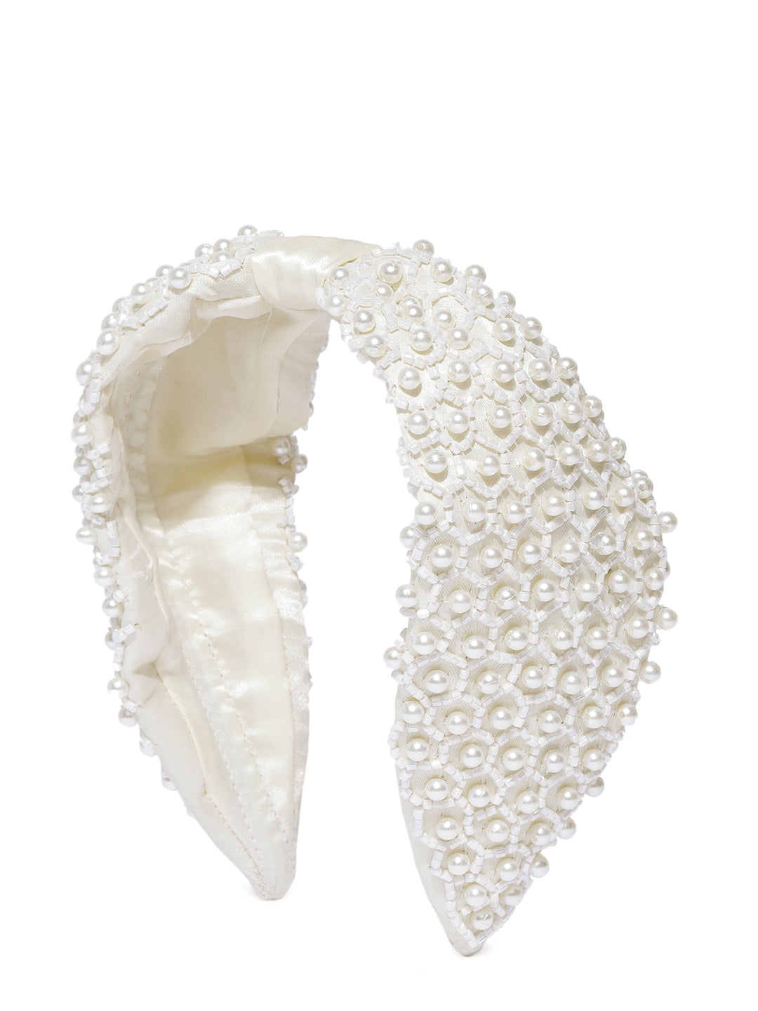 Blueberry white beads and pearl embellished knot hairband