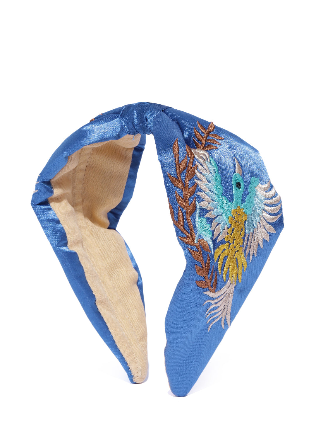 Blueberry embroidery detailing blue satin knot hairband