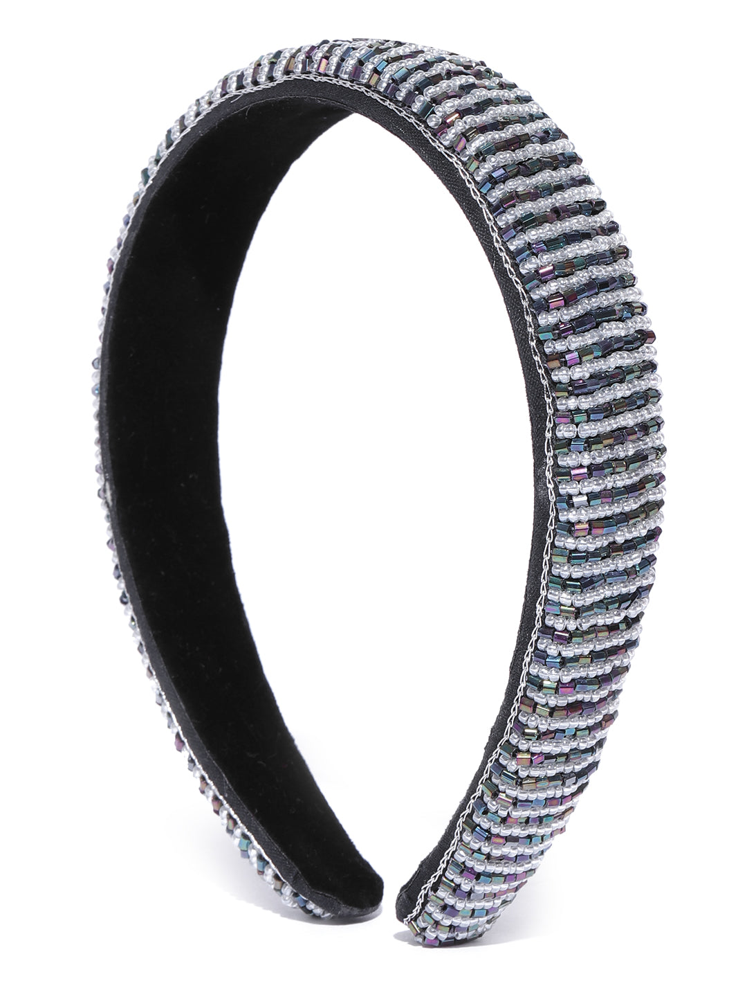 Blueberry multi glass beads embellished hairband