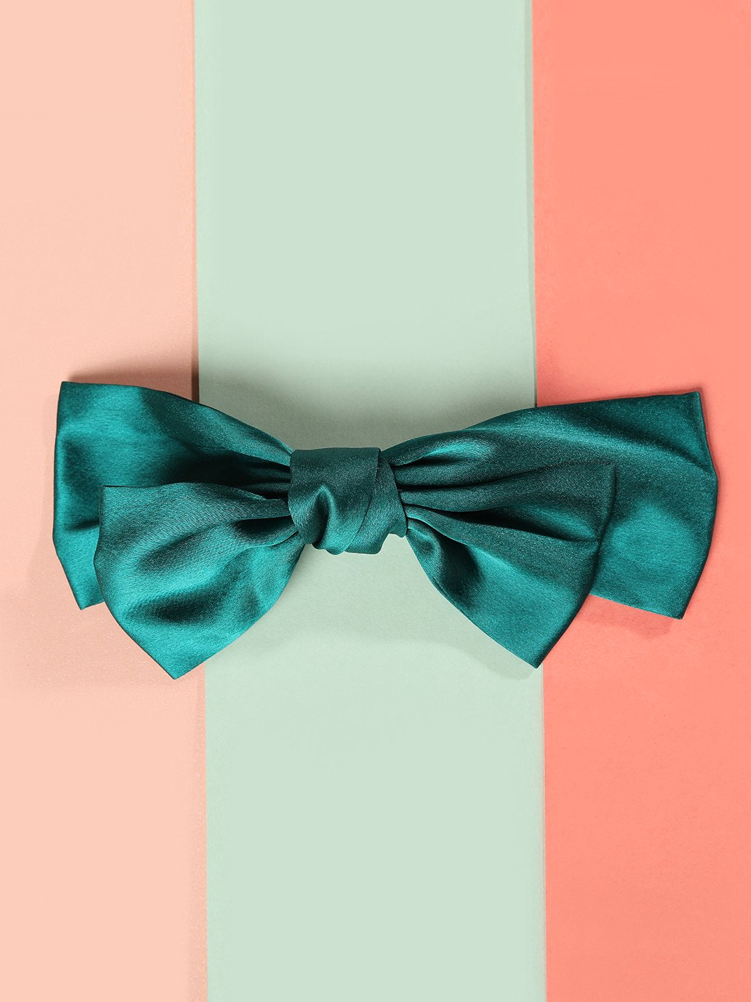 Blueberry green satin bow hairclip