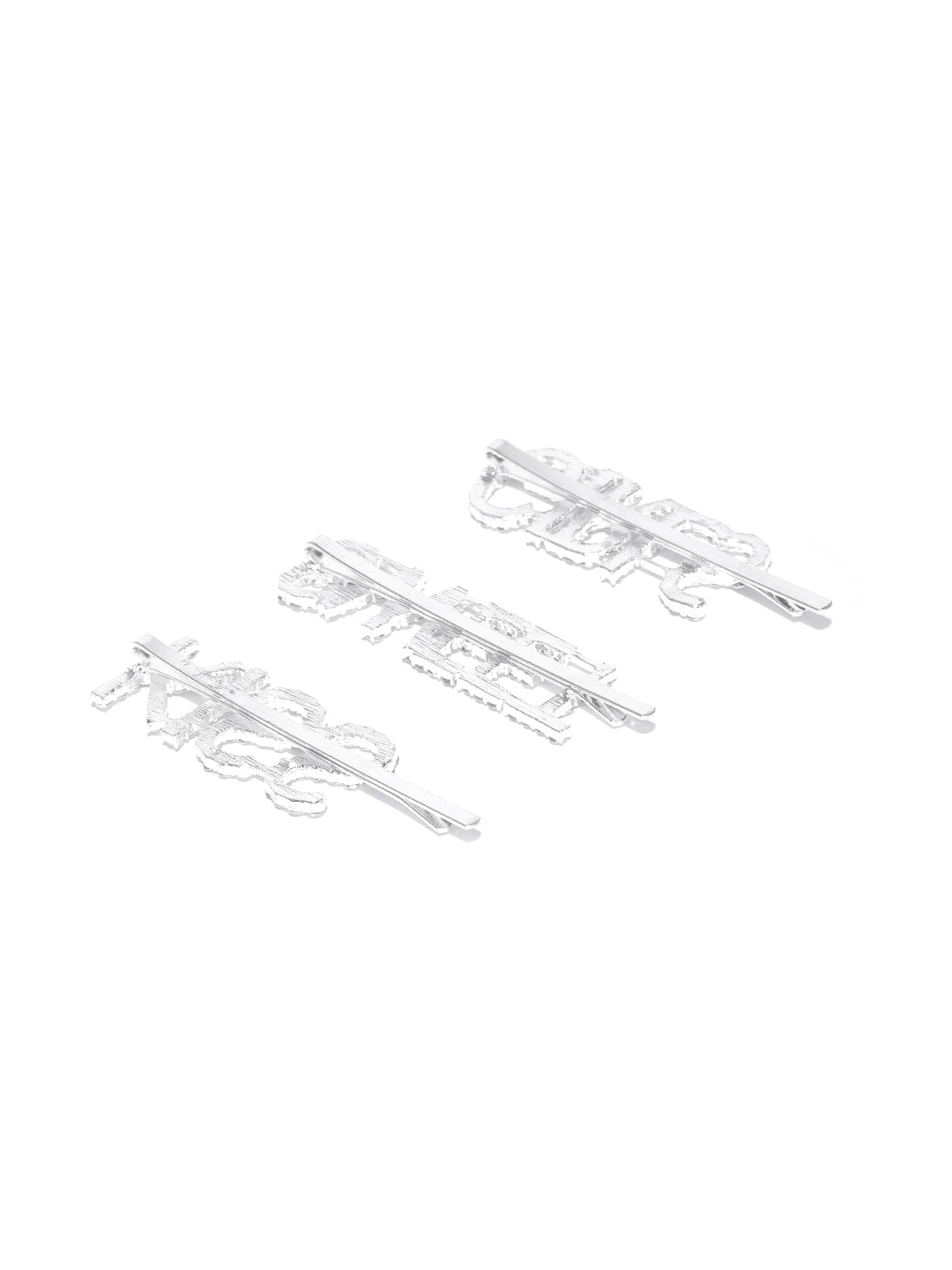 Blueberry set of 3 silver plated crystal embellished bobby pins