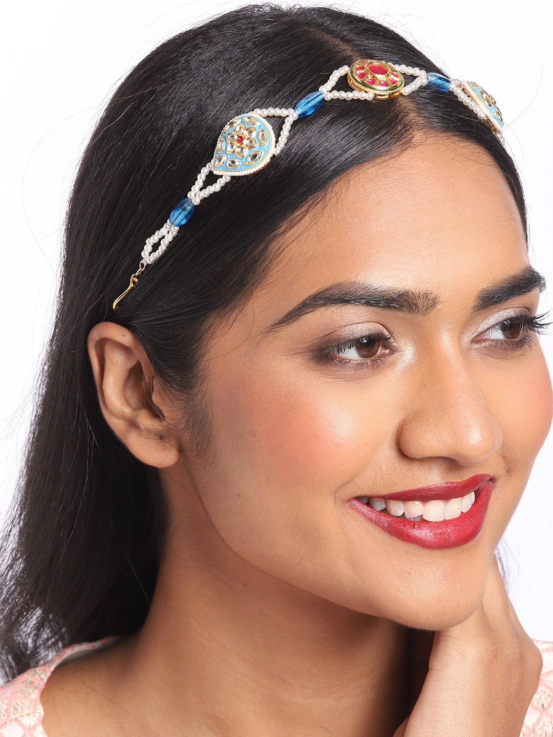 Blueberry Multi pearl and Stone embellished head chain