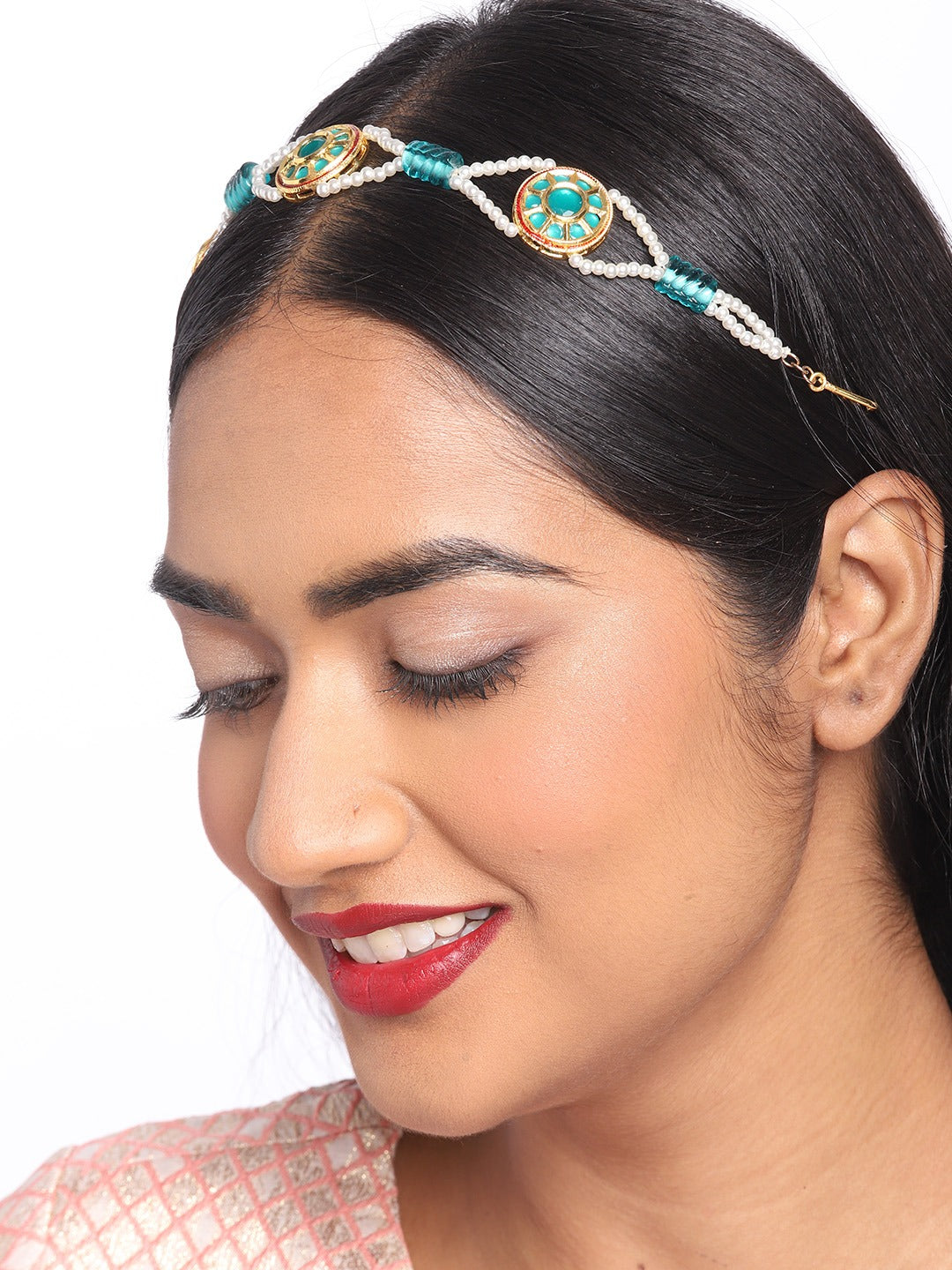 Blueberry Multi pearl and Stone embellished head chain