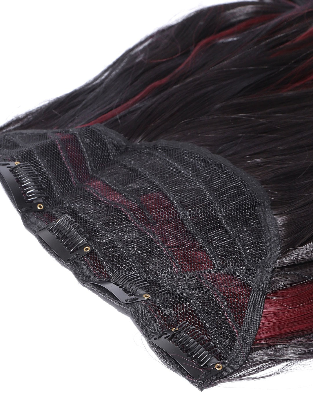 Blueberry Black and burgundy Curly/Wavy premium Hair Extension with 5 clips