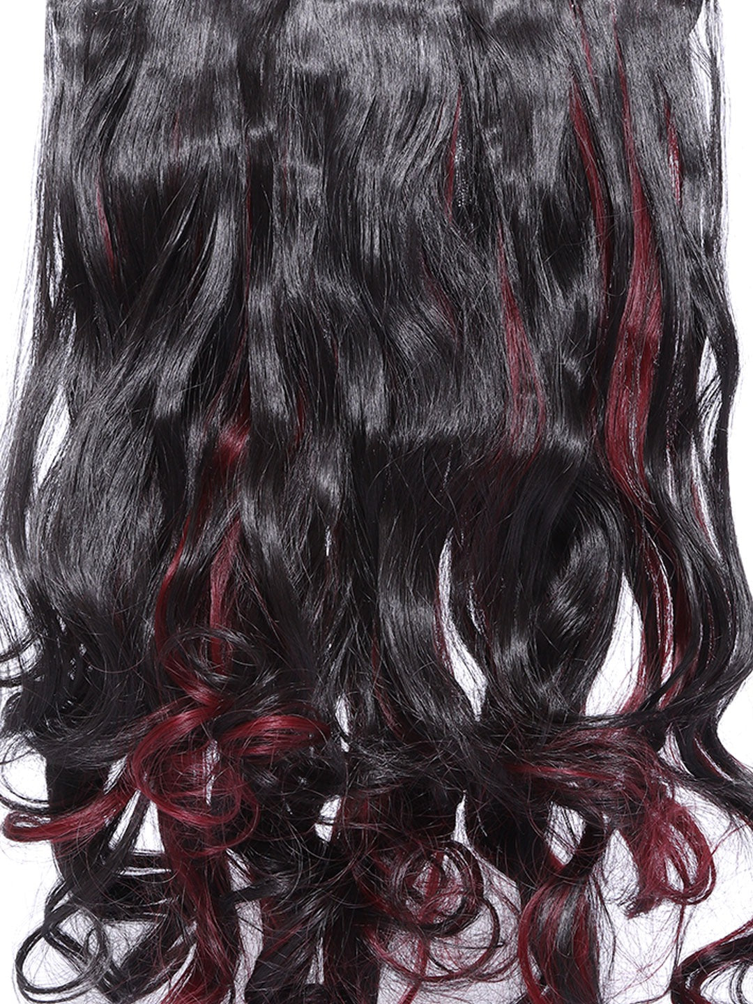 Blueberry Black and burgundy Curly/Wavy premium Hair Extension with 5 clips