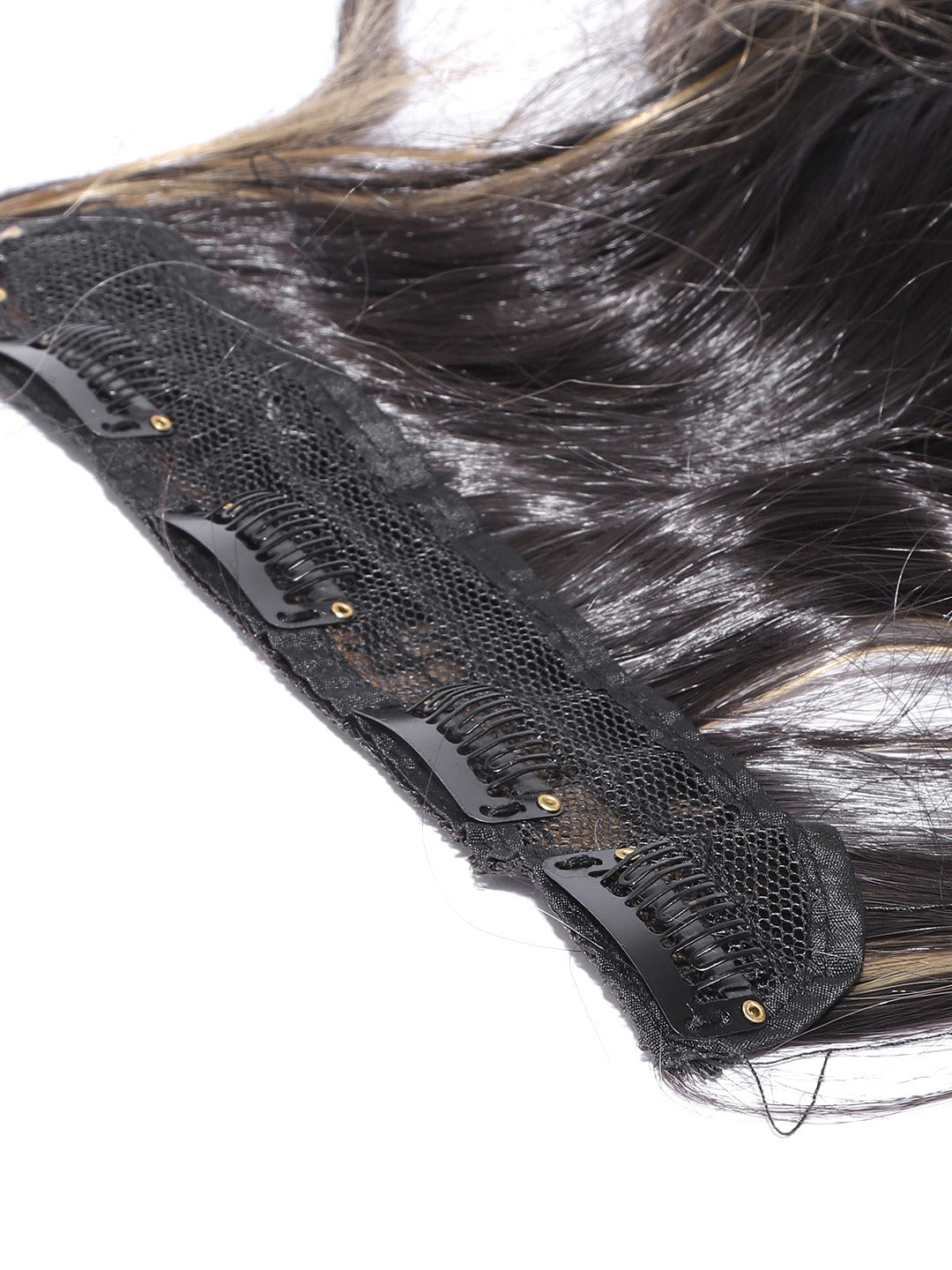 Blueberry brown and gold Curly/Wavy Hair Extension with 5 clips