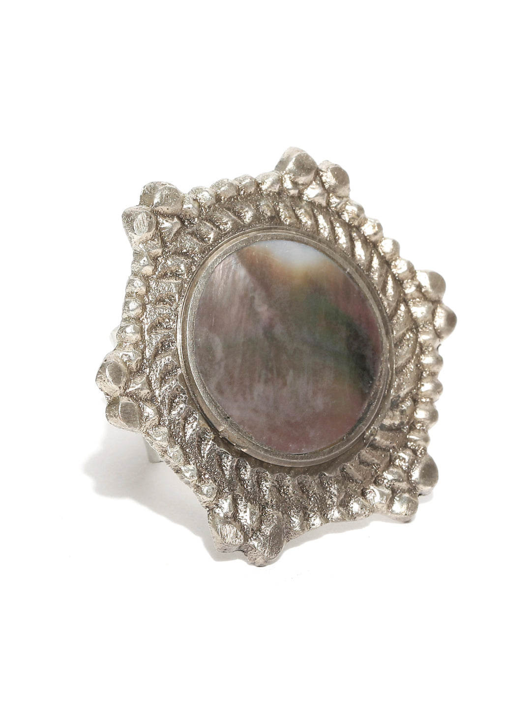 Silver toned necklace and ring set