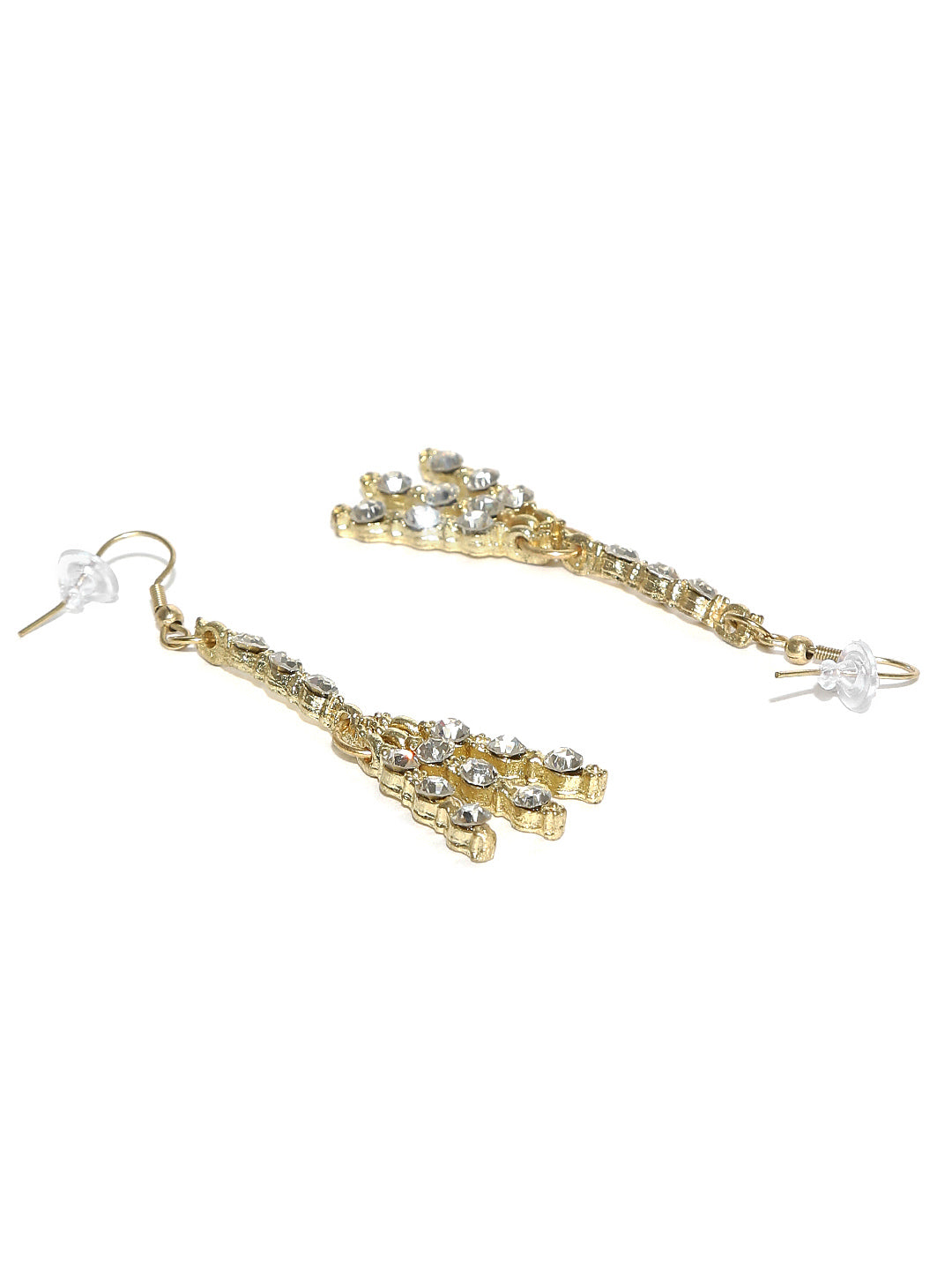 Gold toned stone studded necklace and earrings set