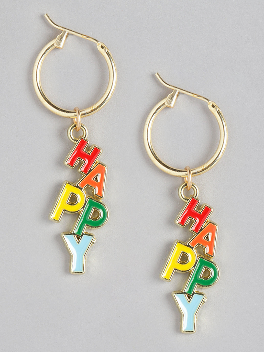 Blueberry Kids Multi HAPPY font drop earring