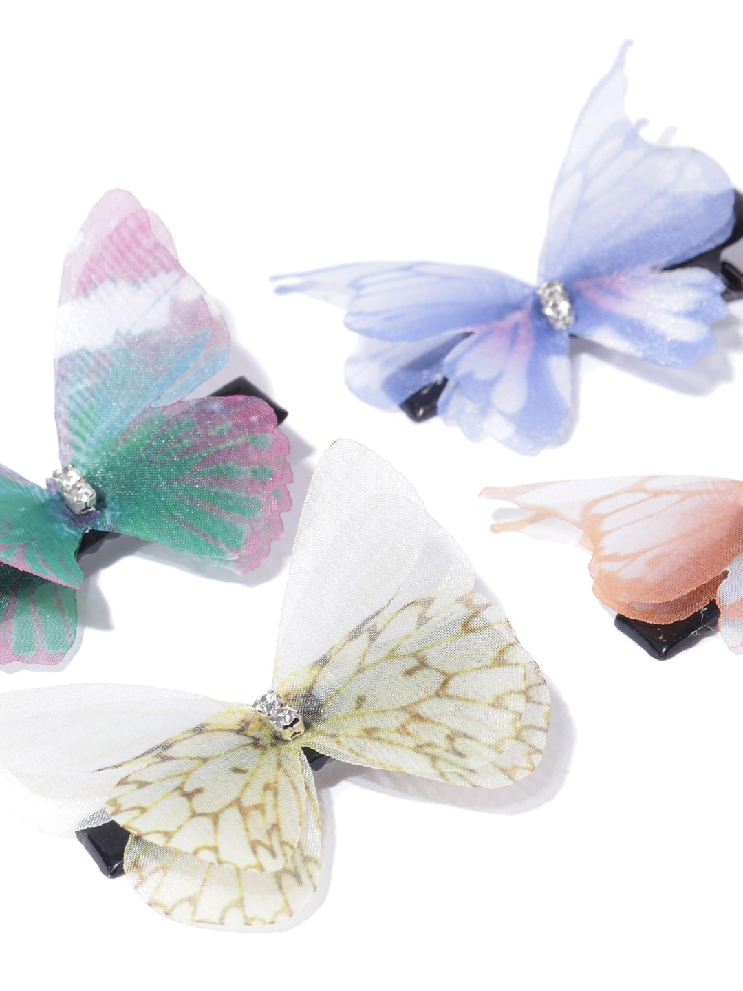 Blueberry KIDS set of 4 multi color butterfly alligator hair clips