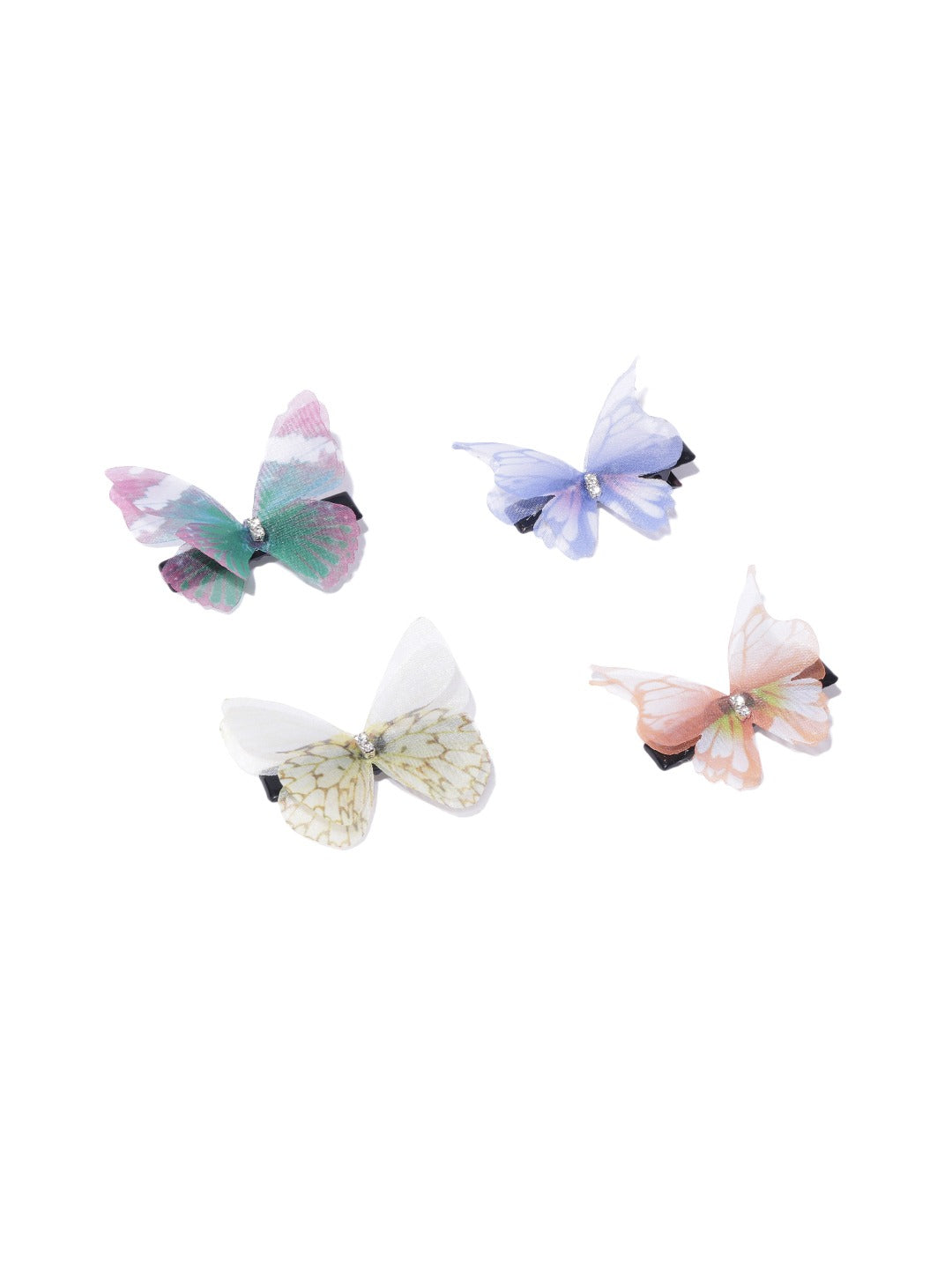 Blueberry KIDS set of 4 multi color butterfly alligator hair clips