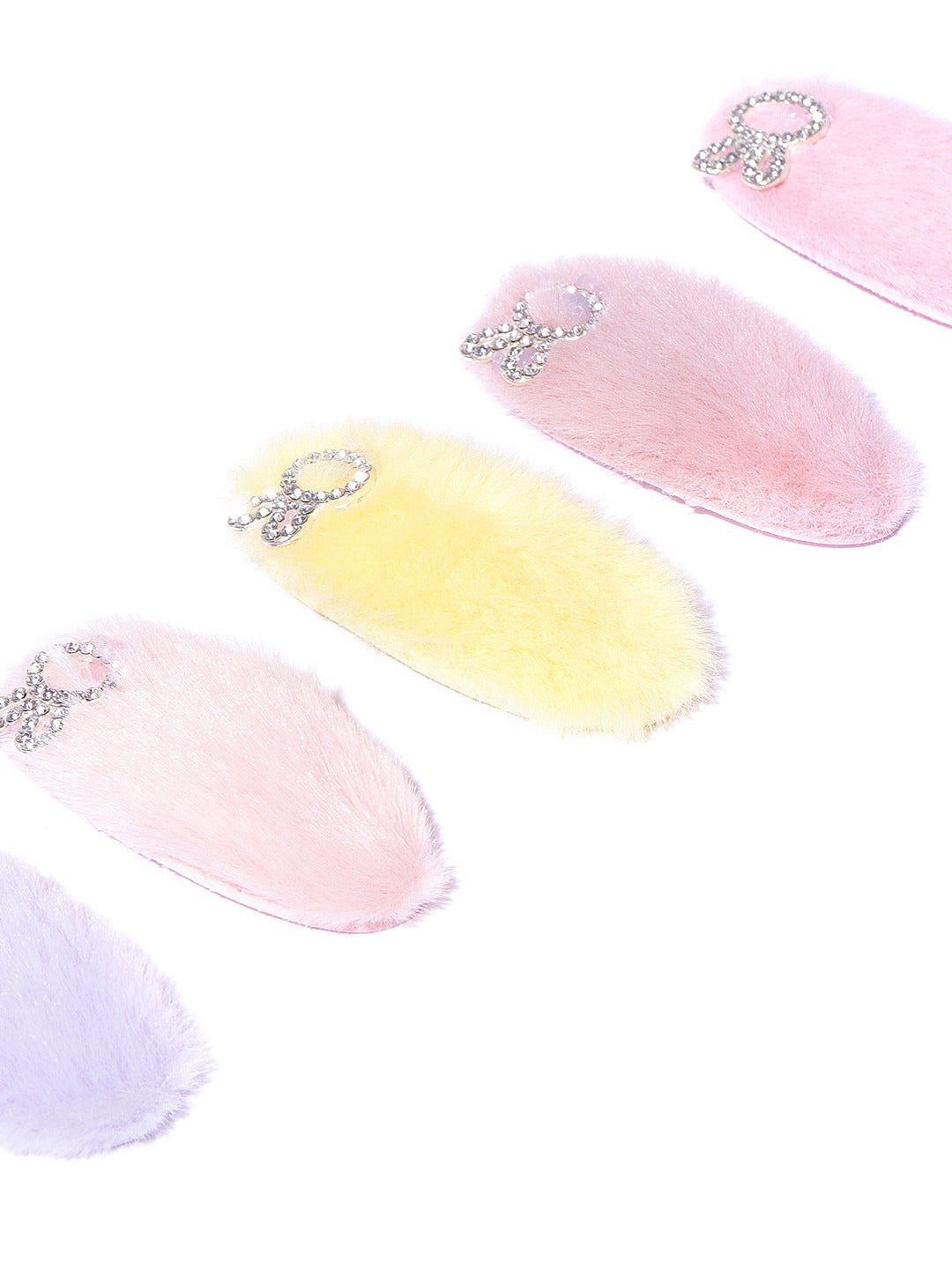 Blueberry KIDS set of 5 pastel fur tic tac hair clips