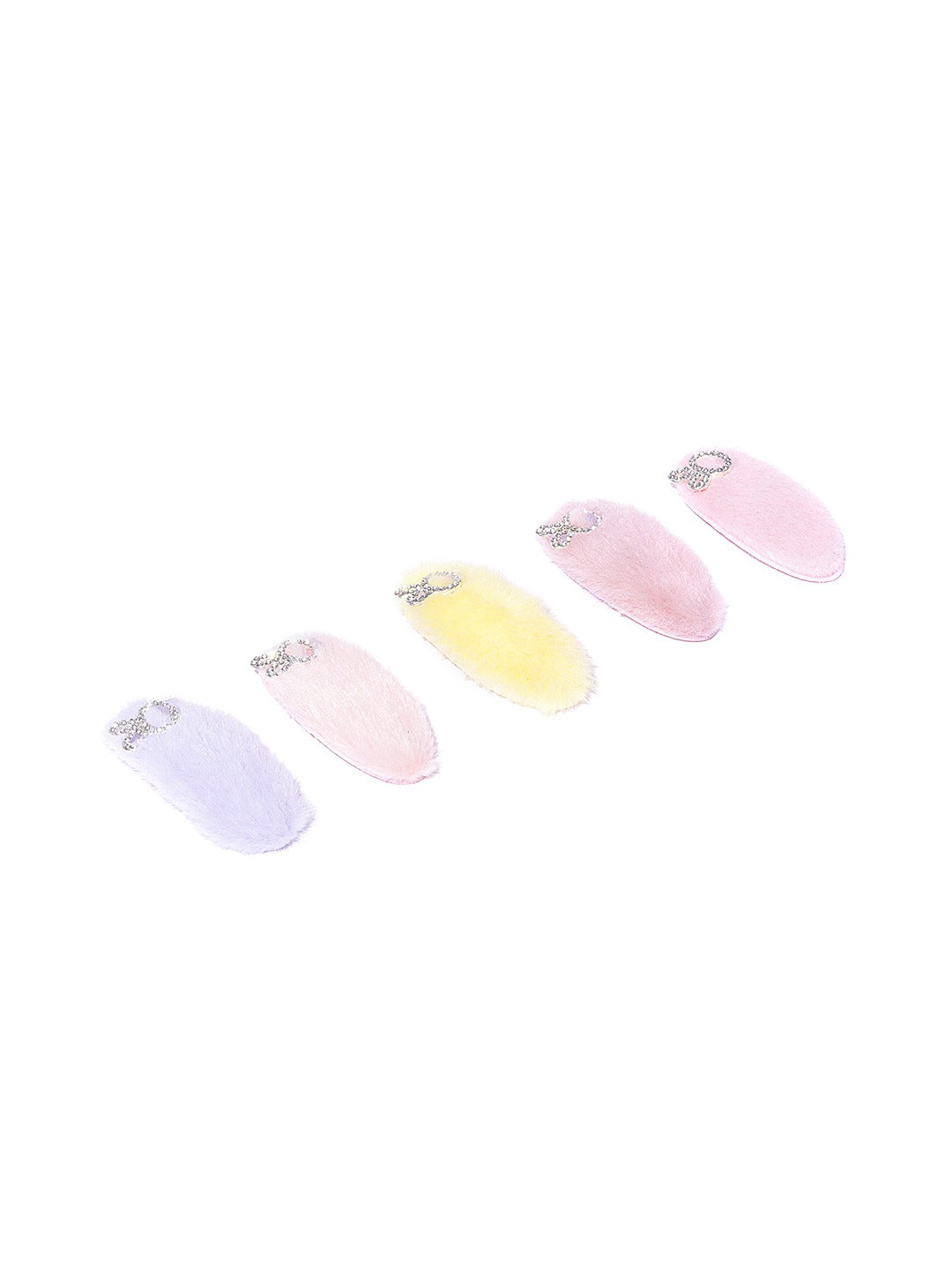 Blueberry KIDS set of 5 pastel fur tic tac hair clips