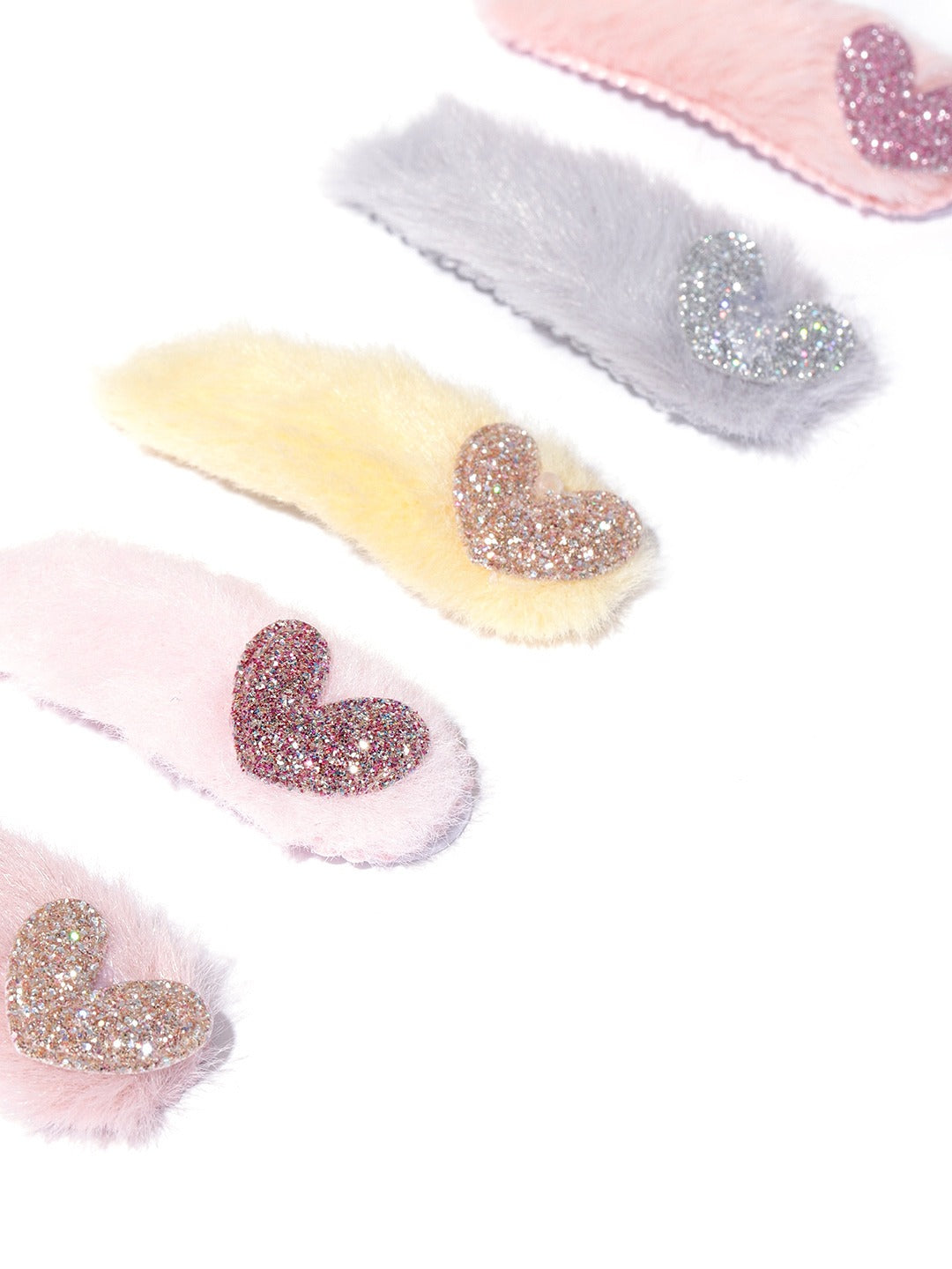 Blueberry KIDS set of 5 pastel fur tic tac hair clips