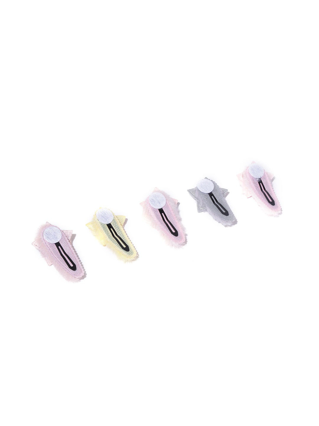 Blueberry KIDS set of 5 pastel fur tic tac hair clips