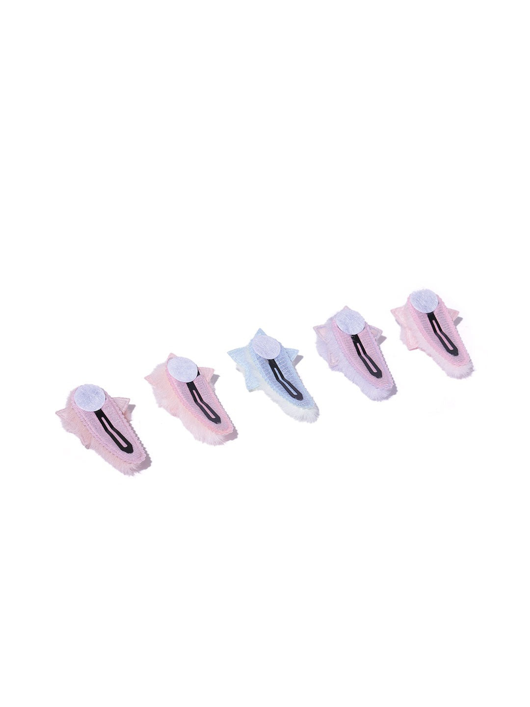 Blueberry KIDS set of 5 pastel fur tic tac hair clips