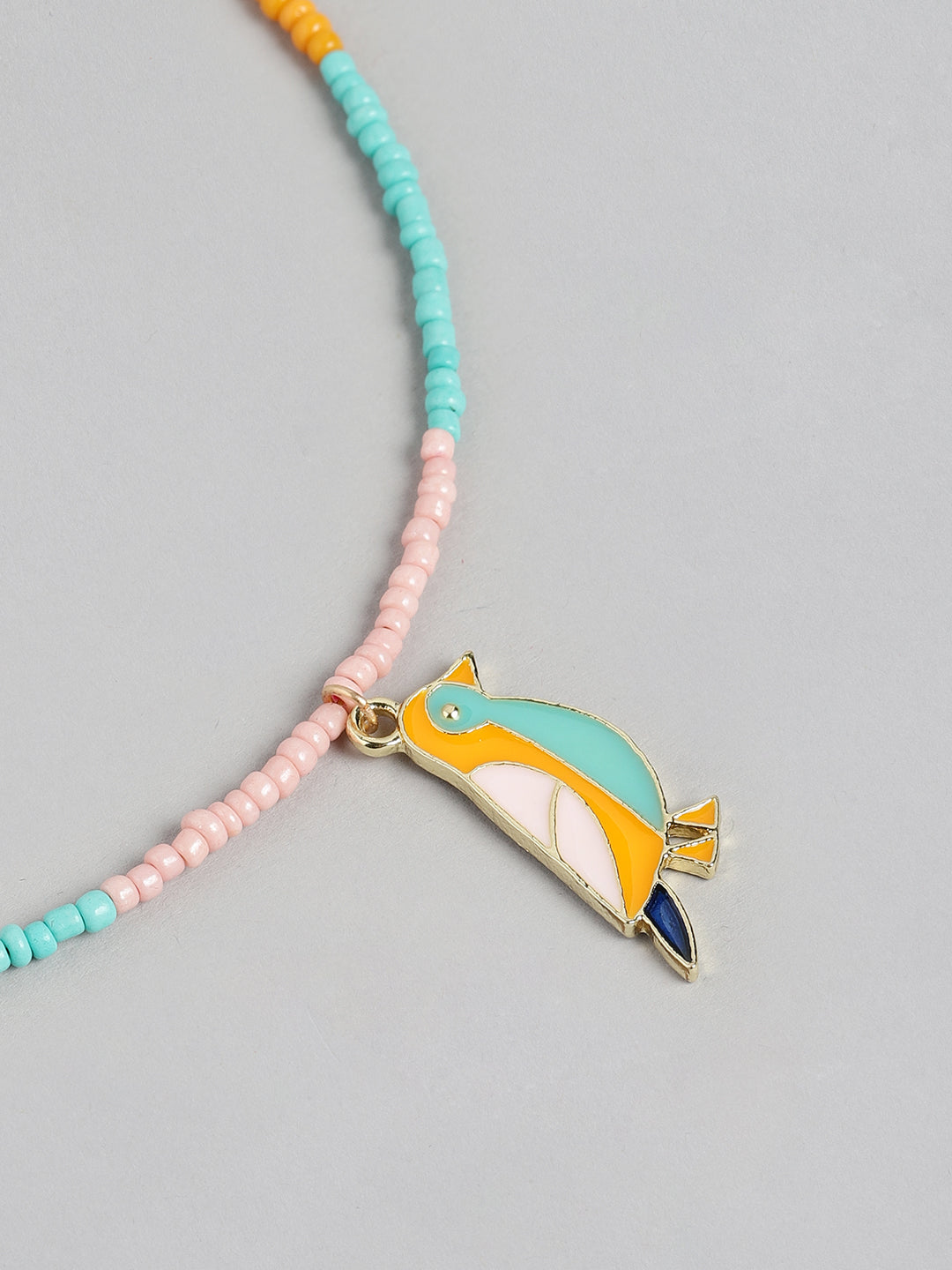 Blueberry Kids multi beaded bird necklace