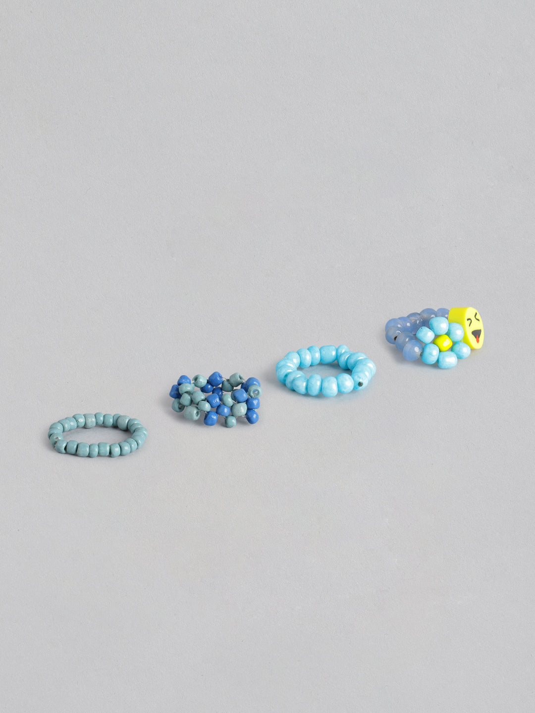 Blueberry Kids set of 4 multi beaded finger RIngs