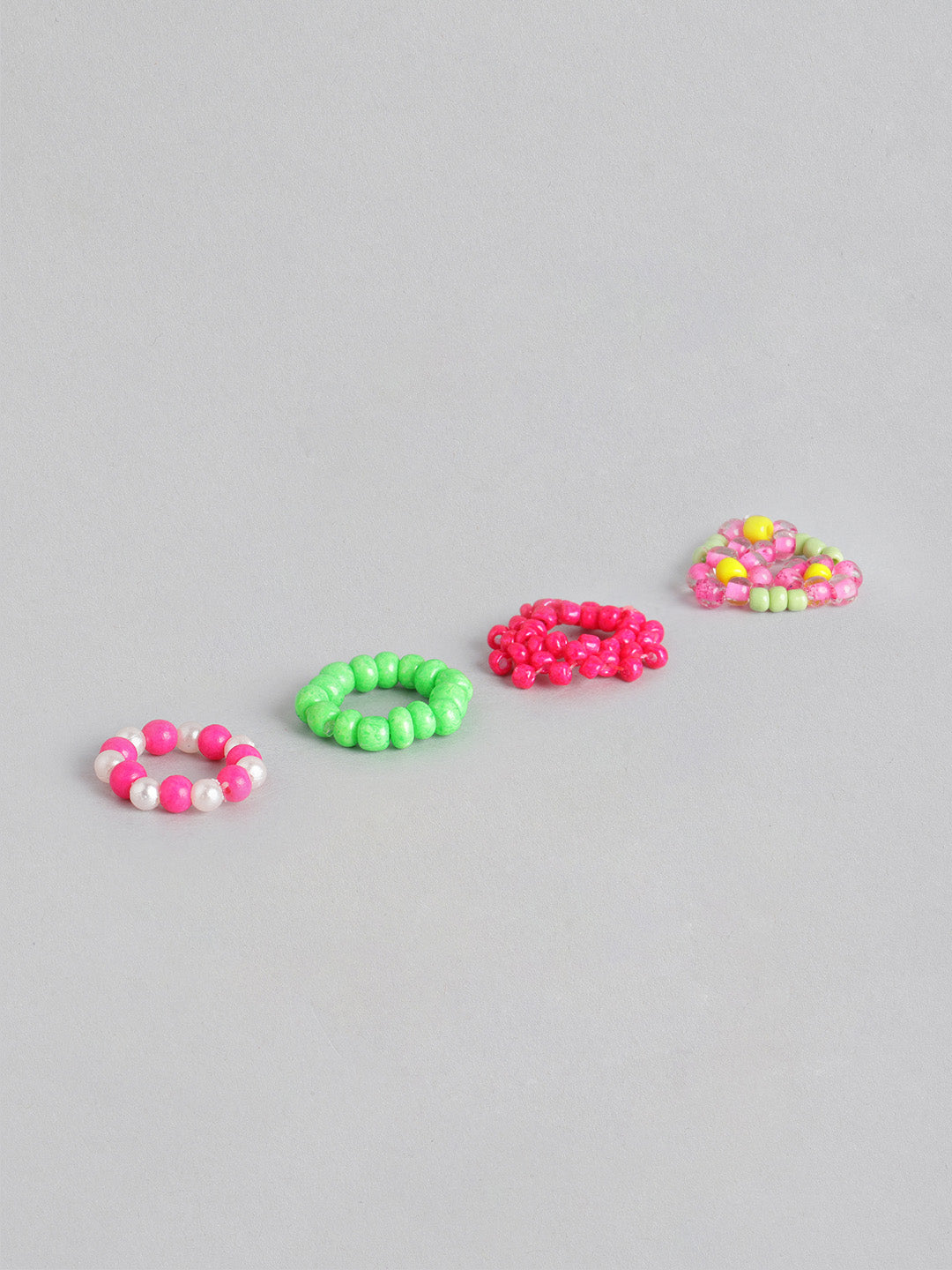 Blueberry Kids set of 4 multi beaded finger RIngs