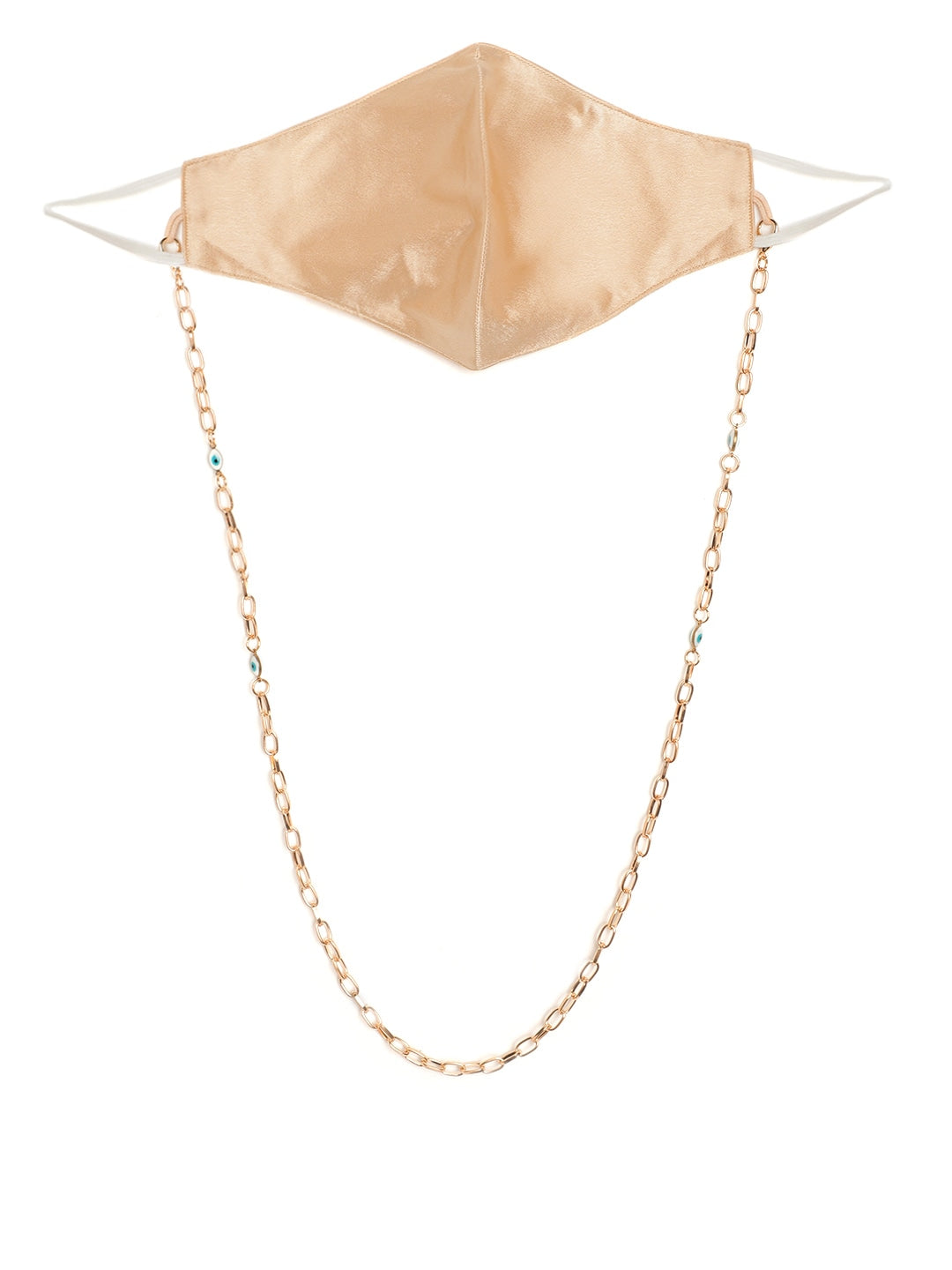 Blueberry golden Reusable 2-Ply satin face mask with gold plated Evil Eye chain
