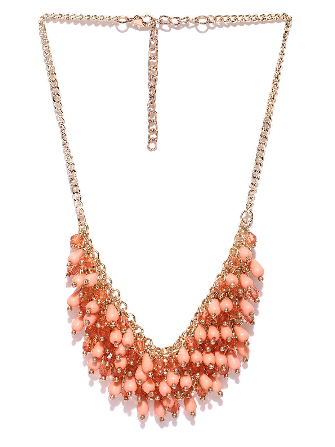 Blueberry peach and gold toned beaded necklace