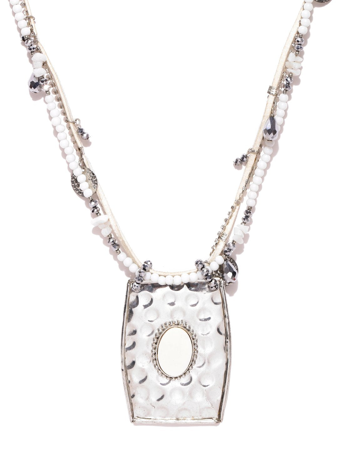 Blueberry silver and white statement necklace