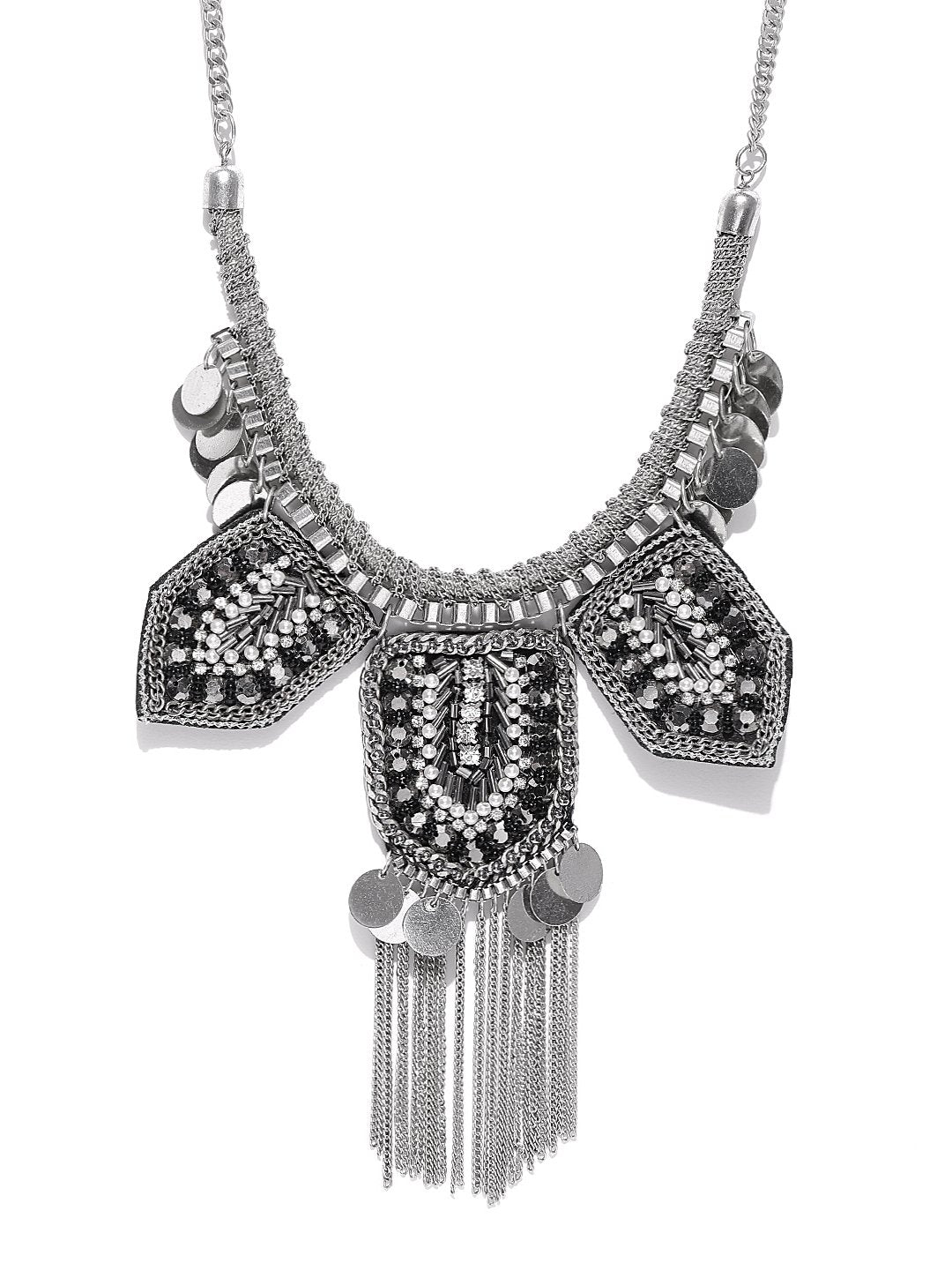 Silver toned statement necklace