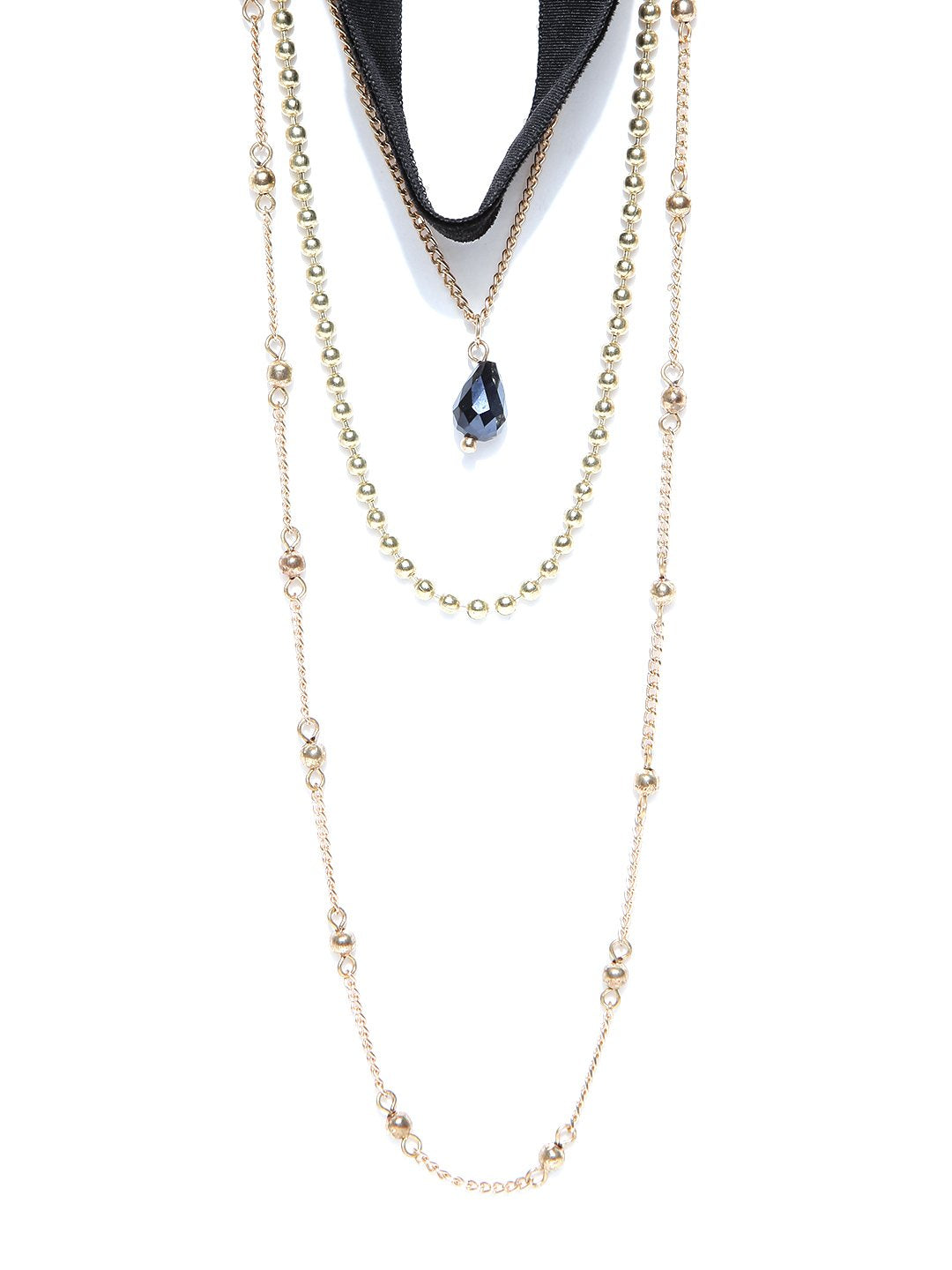 Gold toned multi strand choker necklace