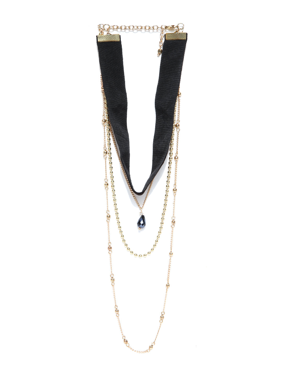 Gold toned multi strand choker necklace